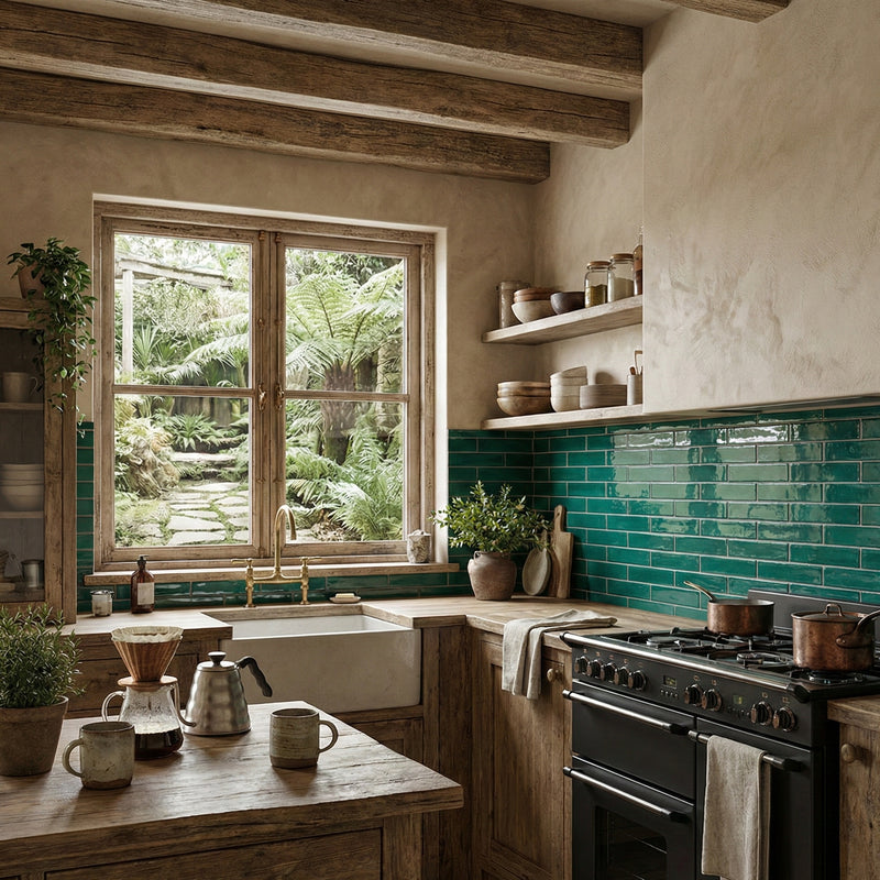 Rest Your Eyes with the Natural: Inspirational Green Subway Tile Designs