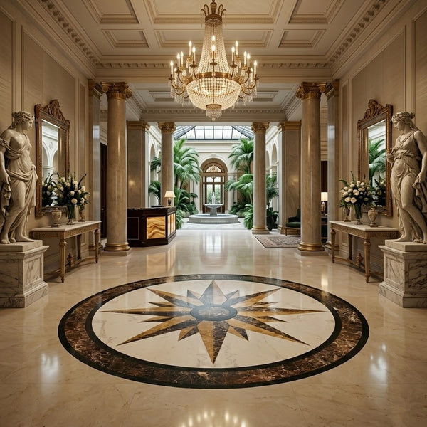 Your Foyer Doesn't Need Custom. It Needs Compass Tile Floor Medallion
