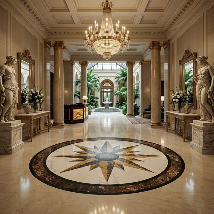 Your Foyer Doesn't Need Custom. It Needs Compass Tile Floor Medallion