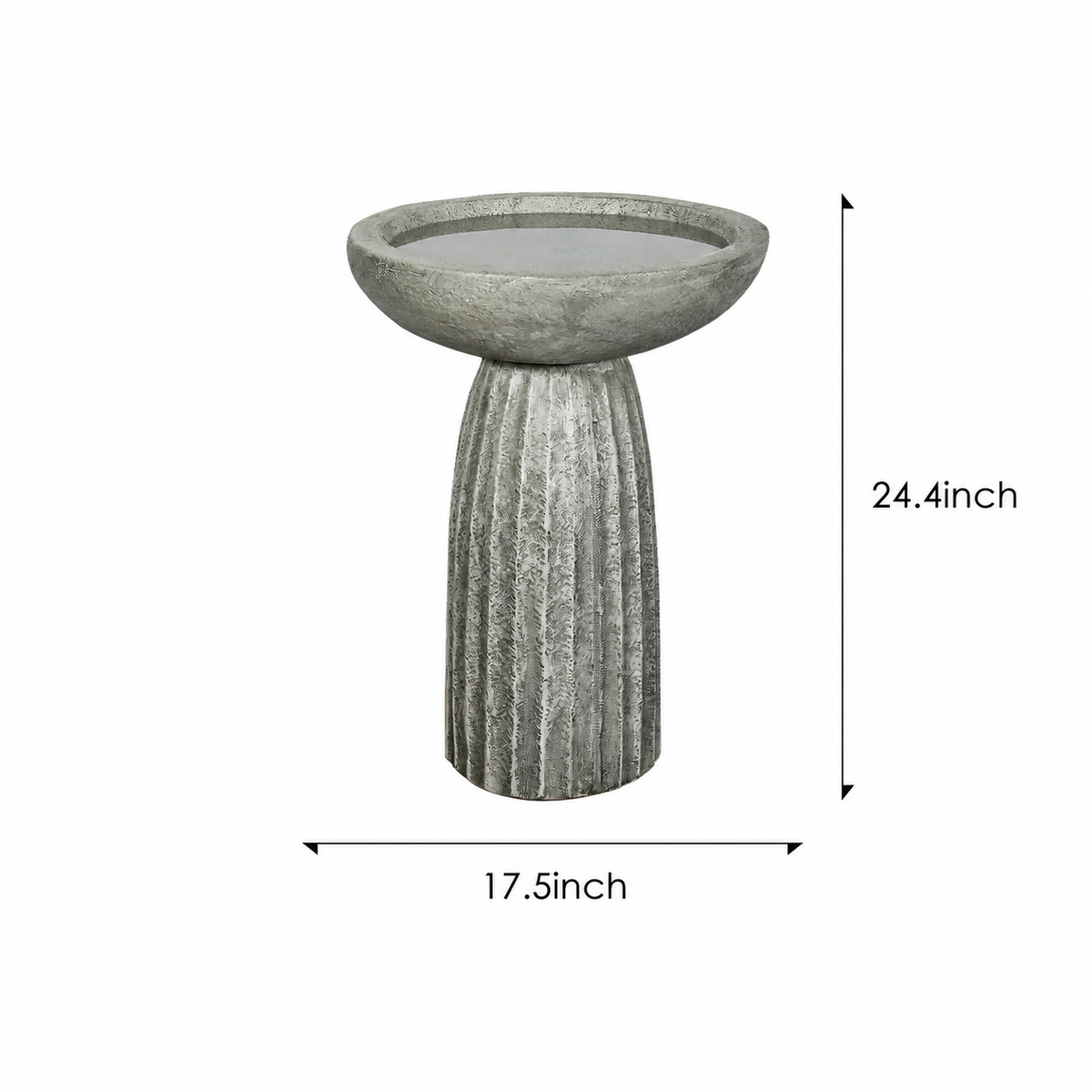 Concrete Bird Bath for Garden Fluted Flare 24 Inch, photo 8 of 8