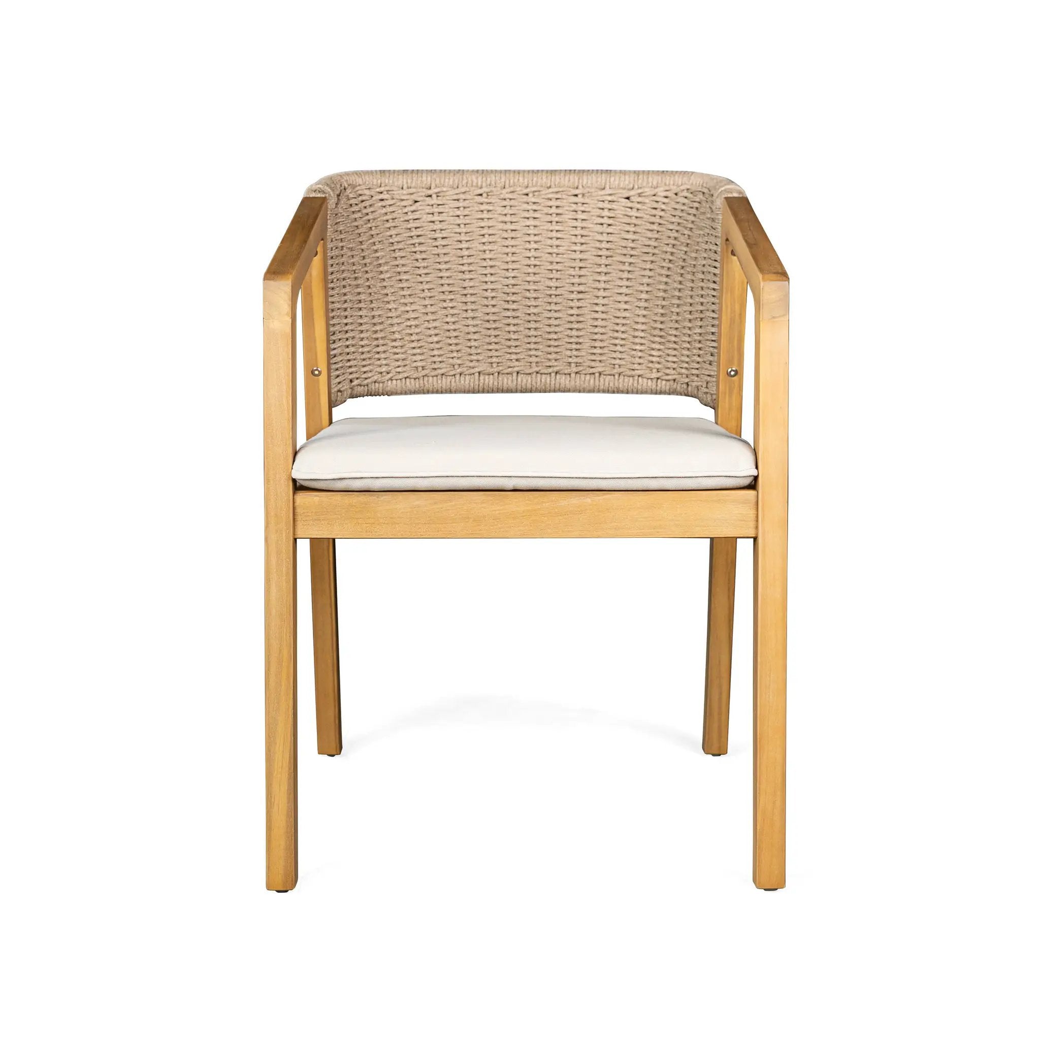 7-Piece Outdoor Dining Set, Acacia Wood Table & 6 Acacia Wood Rope Chairs by HouseOfZazla