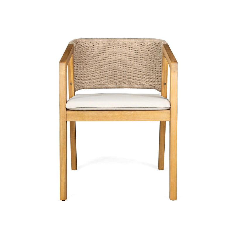 7-Piece Outdoor Dining Set, Acacia Wood Table & 6 Acacia Wood Rope Chairs by HouseOfZazla