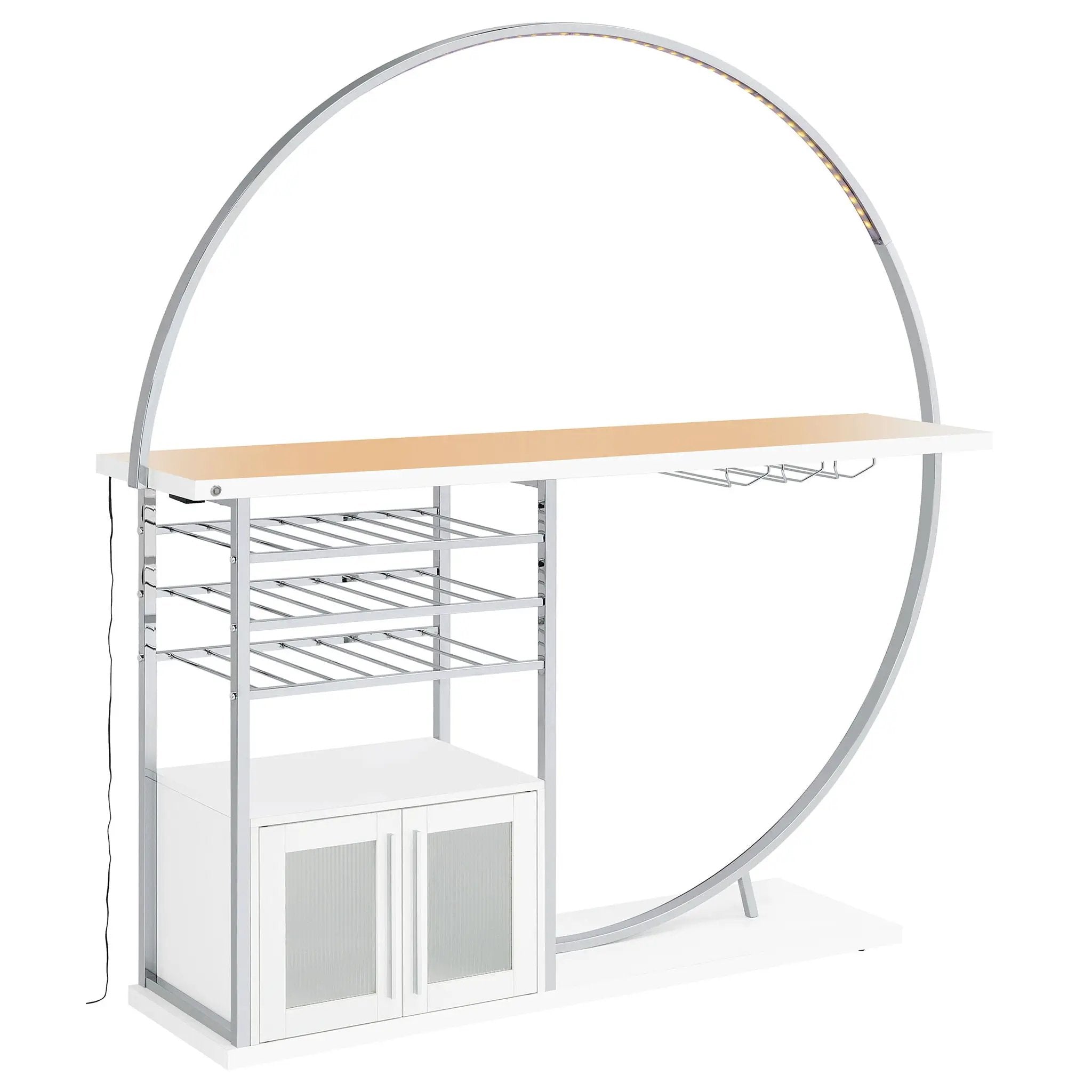 Risley 2-door Circular LED Wine Cabinet White High Gloss by Unique Piece Furniture