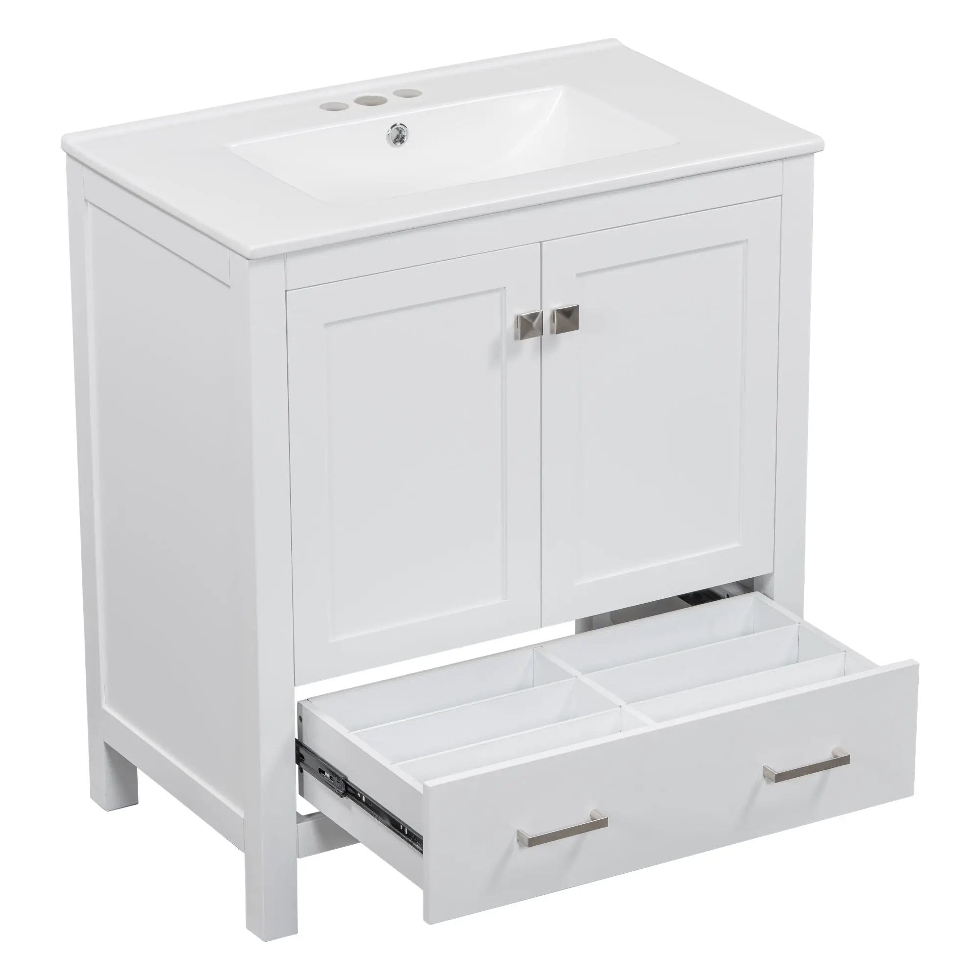 Bathroom Vanity With Single Sink, Combo Cabinet Undermount Sink, Bathroom Storage Cabinet With Two Doors And A Drawer, Soft Closing, Multifunctional Storage, Solid Wood Frame by HouseOfZazla