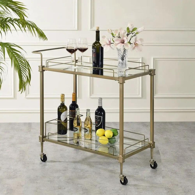 Aditya - Serving Cart - Mirrored & Antique Brass by Unique Piece Furniture