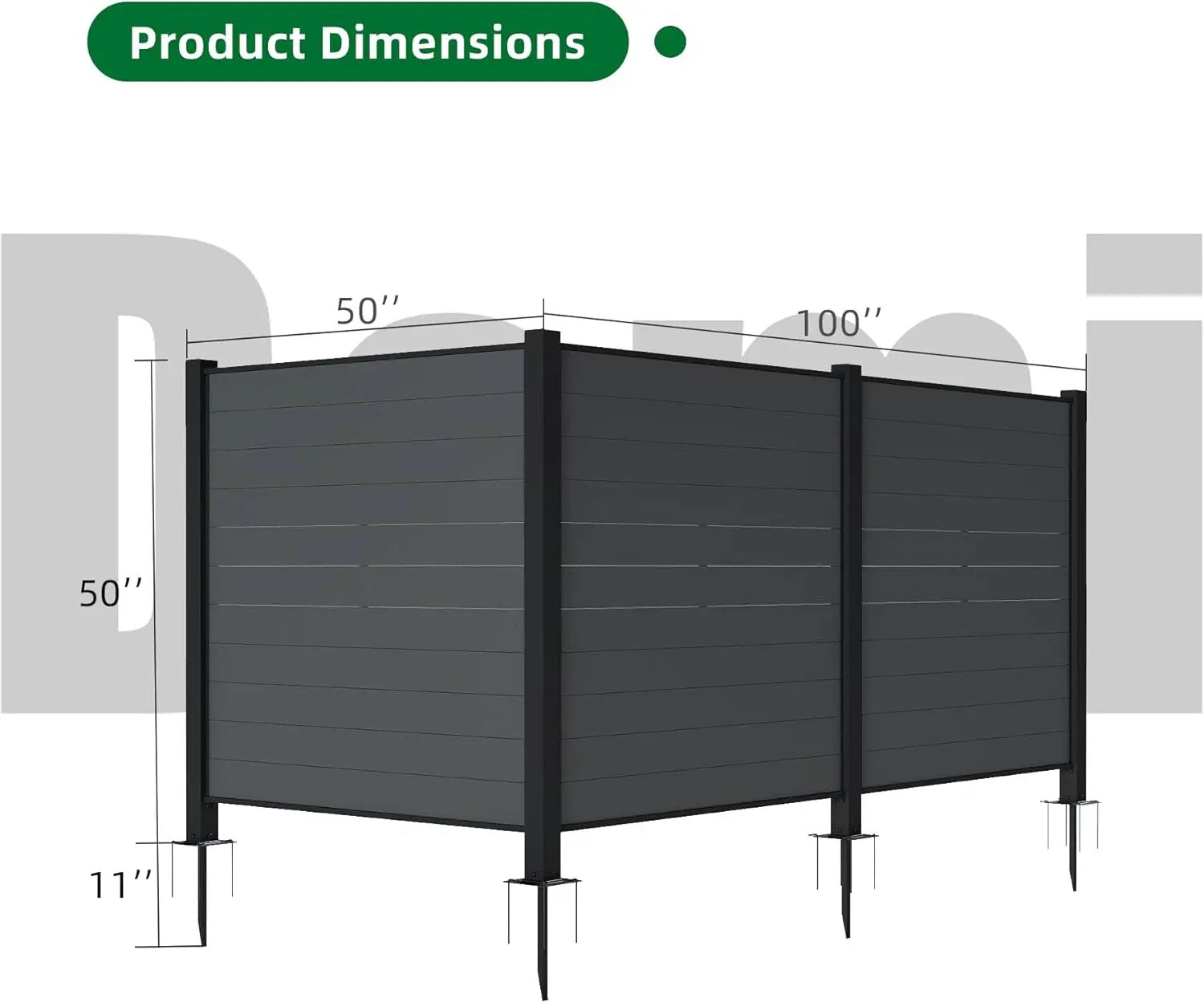 Outdoor Privacy Screens, 50" W x 50" H Air Conditioner Fence, Trash Can Enclosure (3 Panels, Black) by HouseOfZazla