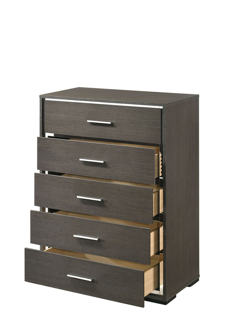 Escher Chest with Five Dovetail Drawers - Gray / Oak