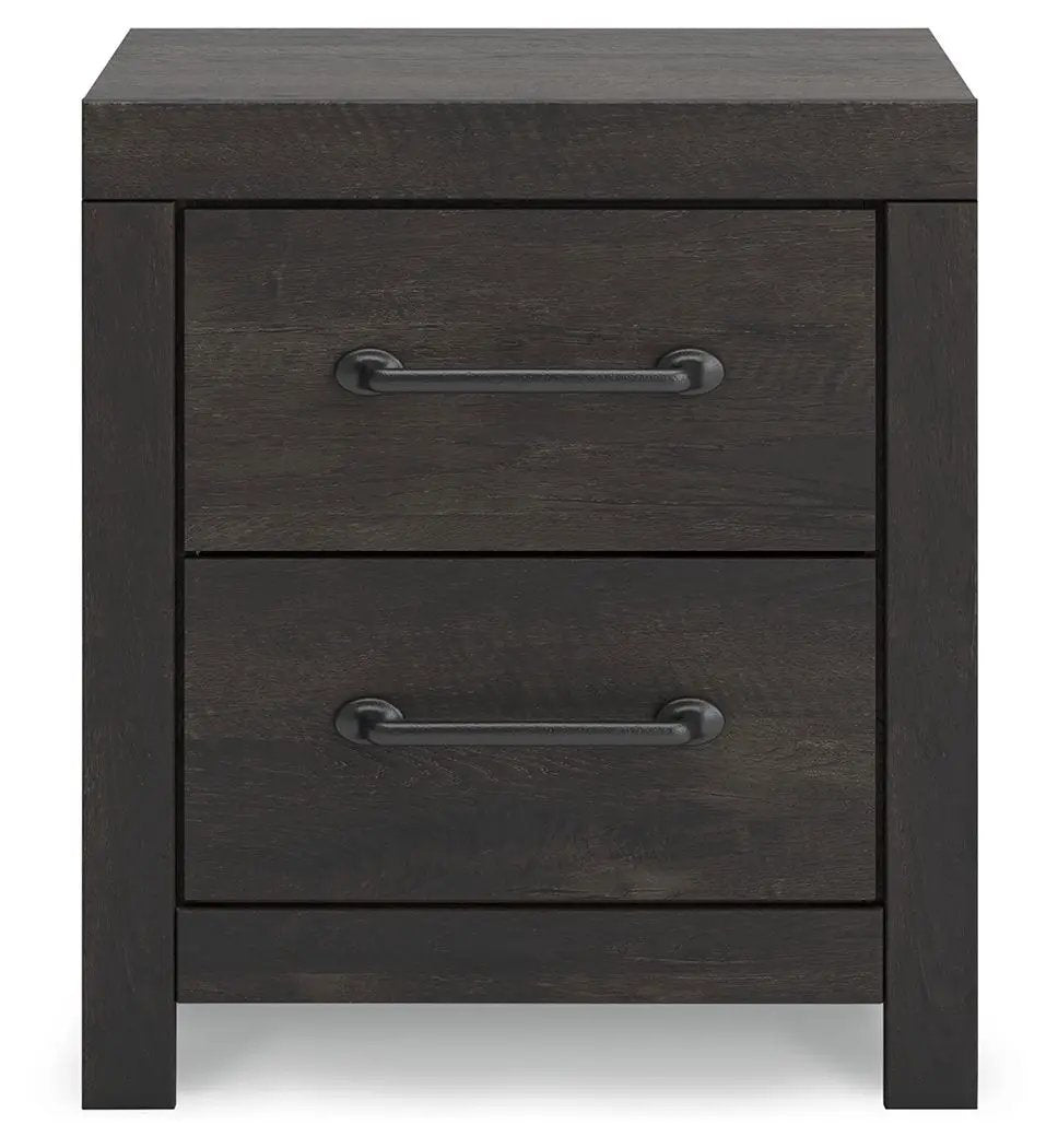 Hollivern - Two Drawer Night Stand - Dark Gray by Unique Piece Furniture