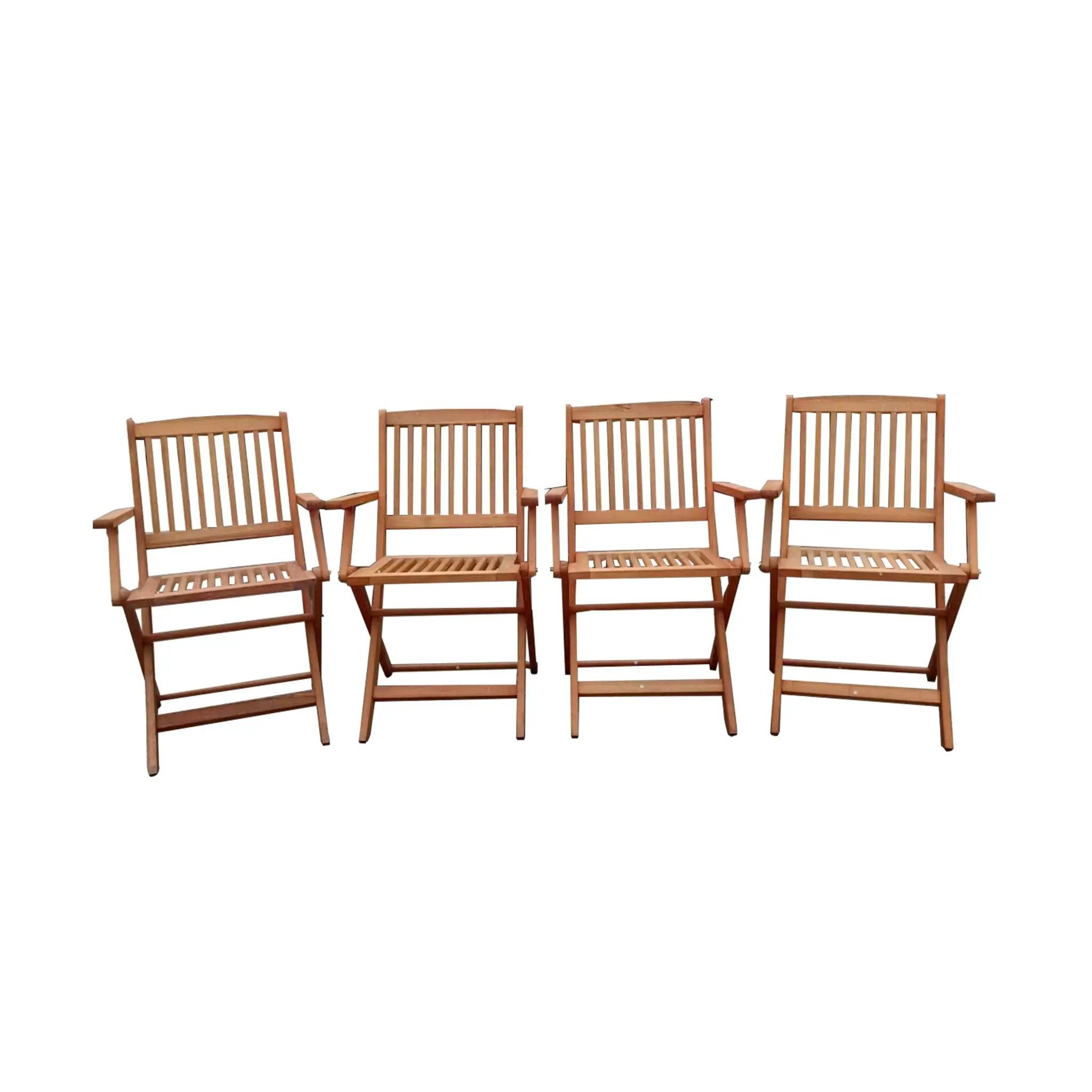 Foldable Patio Dining Set With 4 Folding Chairs For Indoor And Outdoor Use - Teak by HouseOfZazla