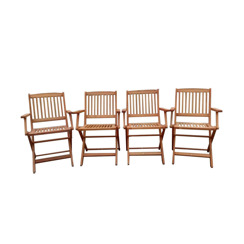 Foldable Patio Dining Set With 4 Folding Chairs For Indoor And Outdoor Use - Teak by HouseOfZazla