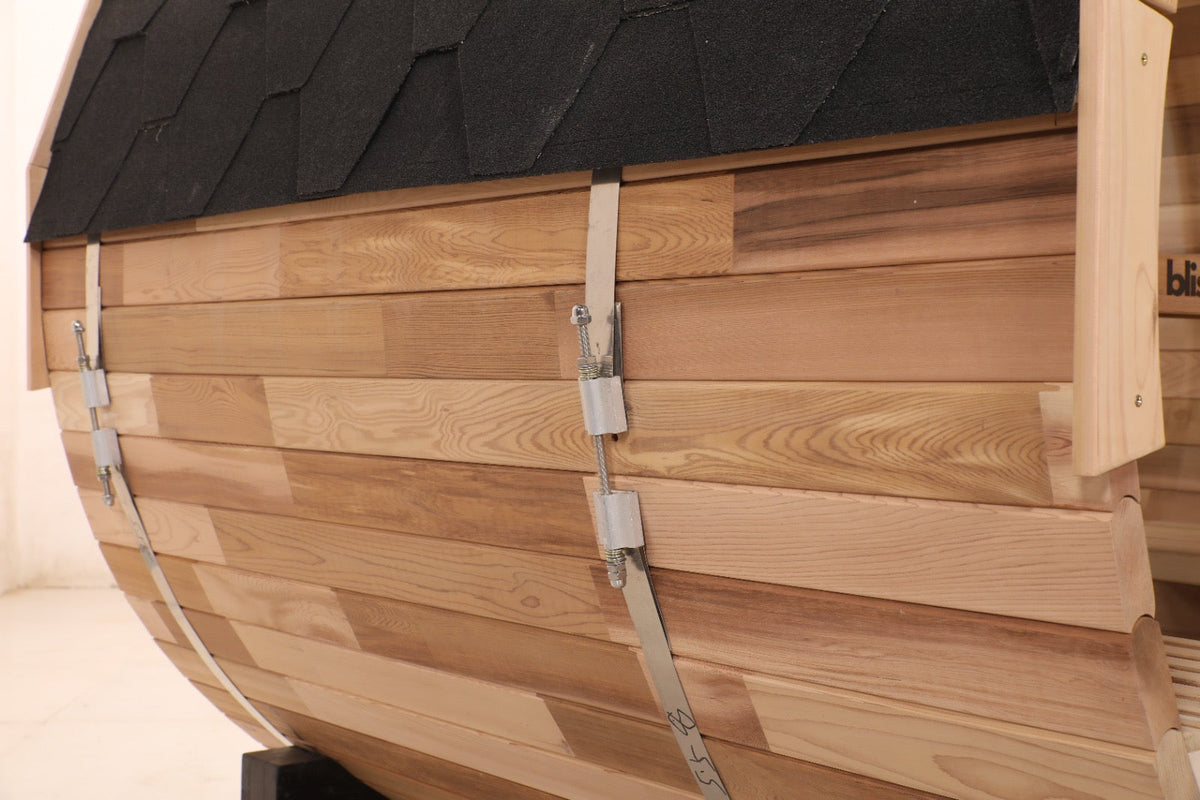 Blisspod | Prague | Canadian Red Cedar Outdoor Steam Barell Sauna | 2-4 / 4-6 persons with Full Glass Back & 2 front Porch seats, photo 11 of 14