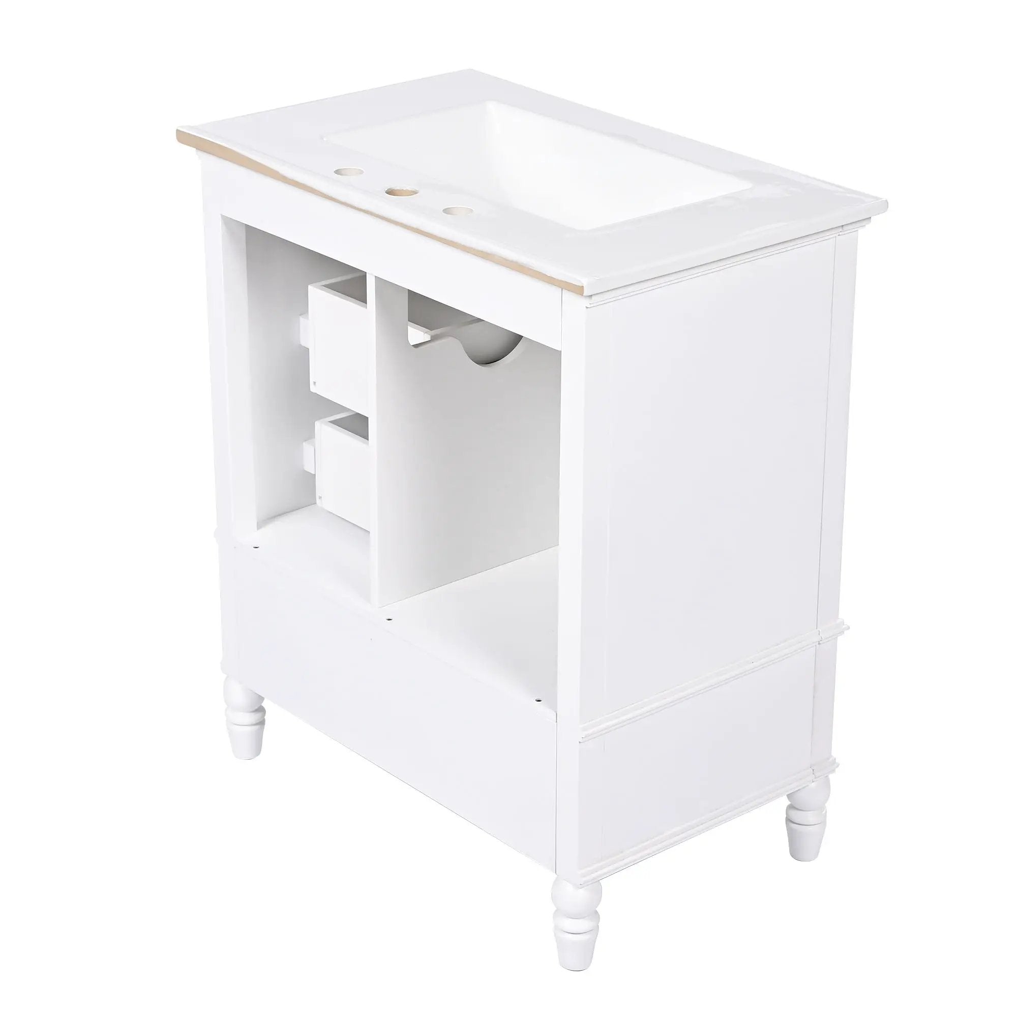 30" Bathroom Vanity With Sink, 3 Drawers, Adjustable Feet