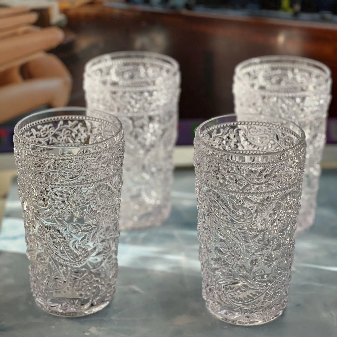 Paisley Style Acrylic Hi Ball Glasses (Set of 4) by HouseOfZazla