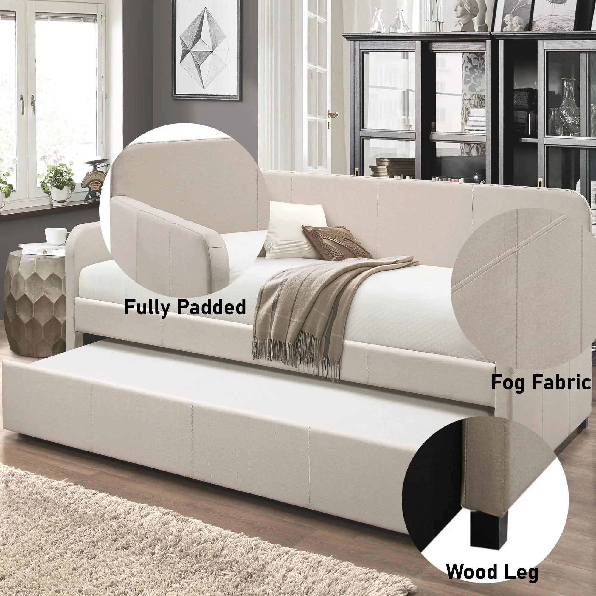 Jagger - Twin Daybed With Trundle - Fog by HouseOfZazla