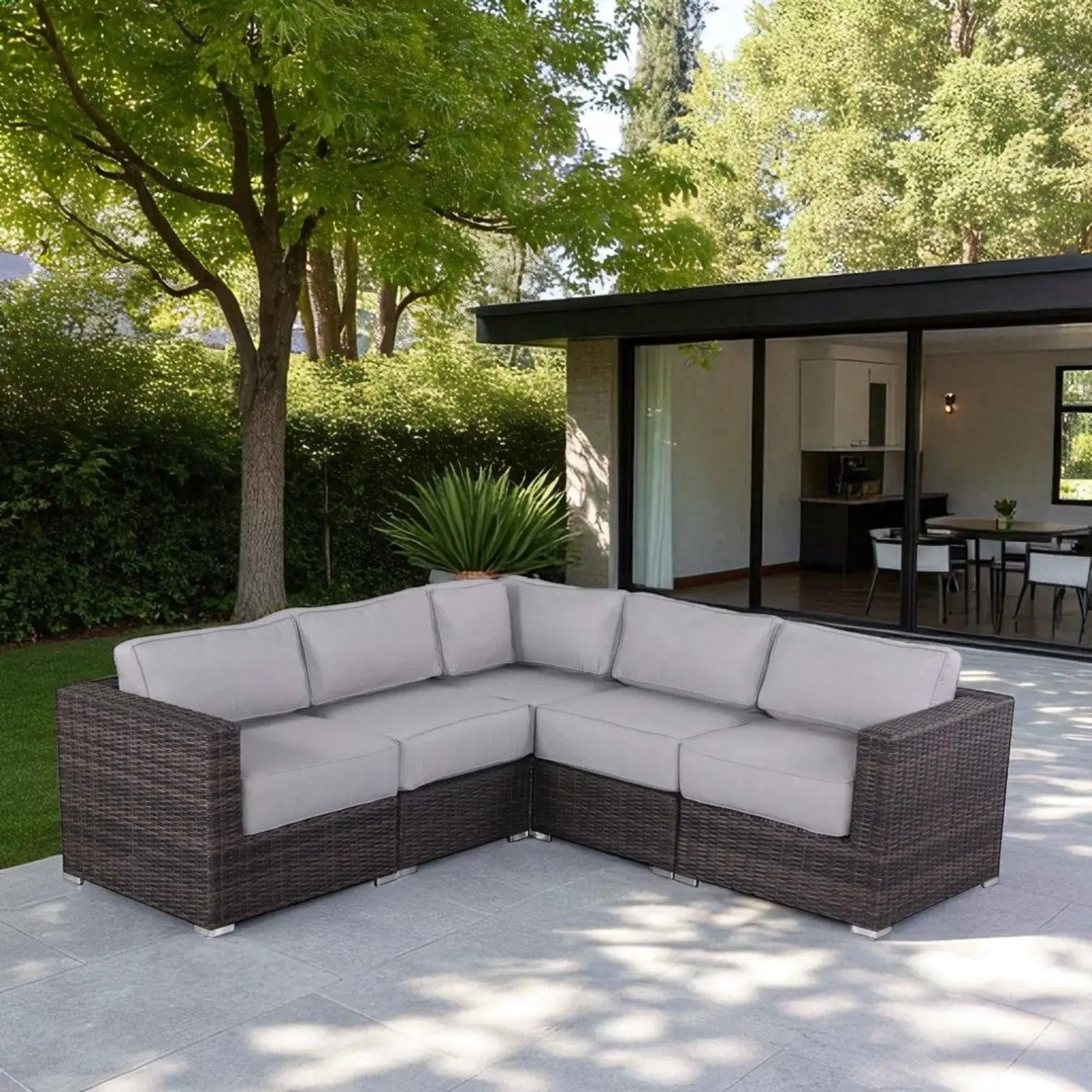 Luxurious Wicker Patio Sectional With Weather Resistant Sunbrella Cushions by Unique Piece Furniture