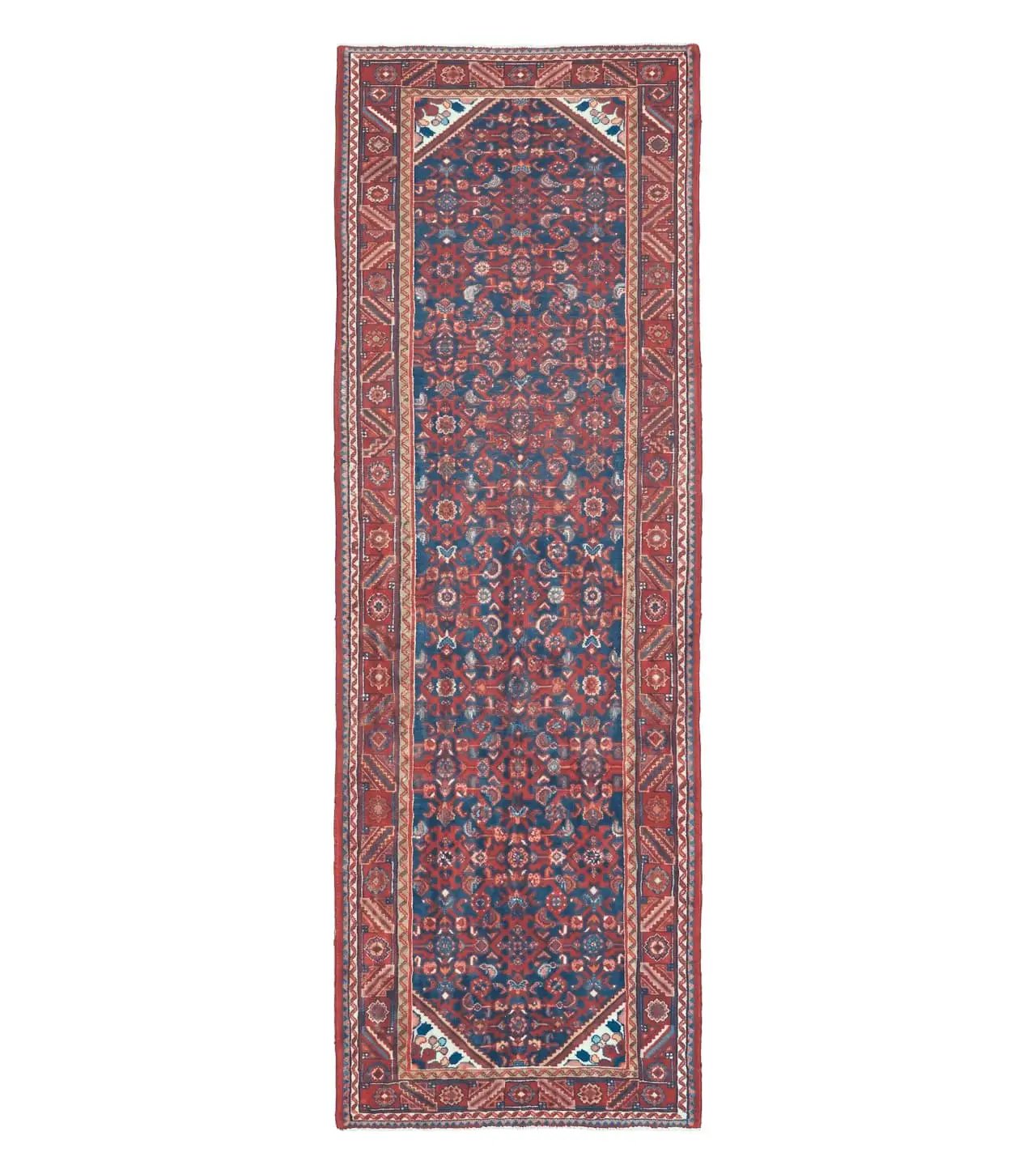 3' 6" X 10' 4" Antique Handmade India Floral Oriental Wool Runner Rug # 128 by Jewel Rugs