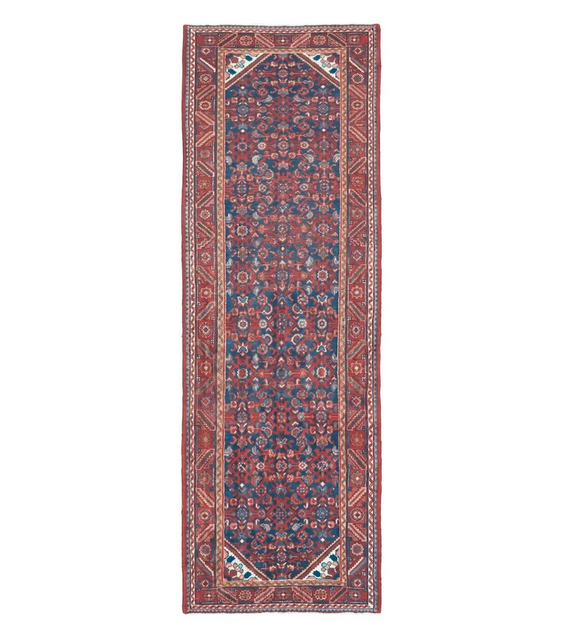 3' 6" X 10' 4" Antique Handmade India Floral Oriental Wool Runner Rug # 128 by Jewel Rugs