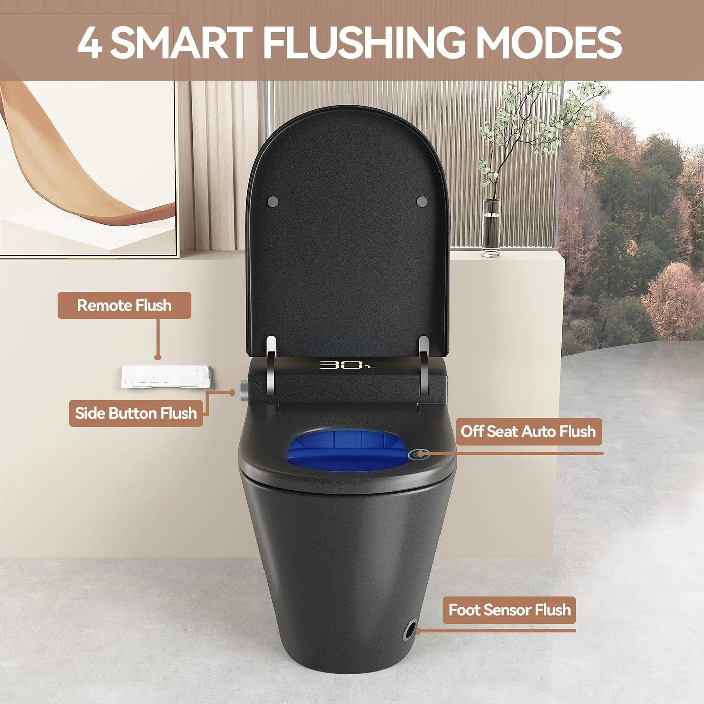 Smart Bidet Toilet With Auto Open / Close Seat, Warm Water Wash, Heated Seat, And Wireless Remote Control by HouseOfZazla