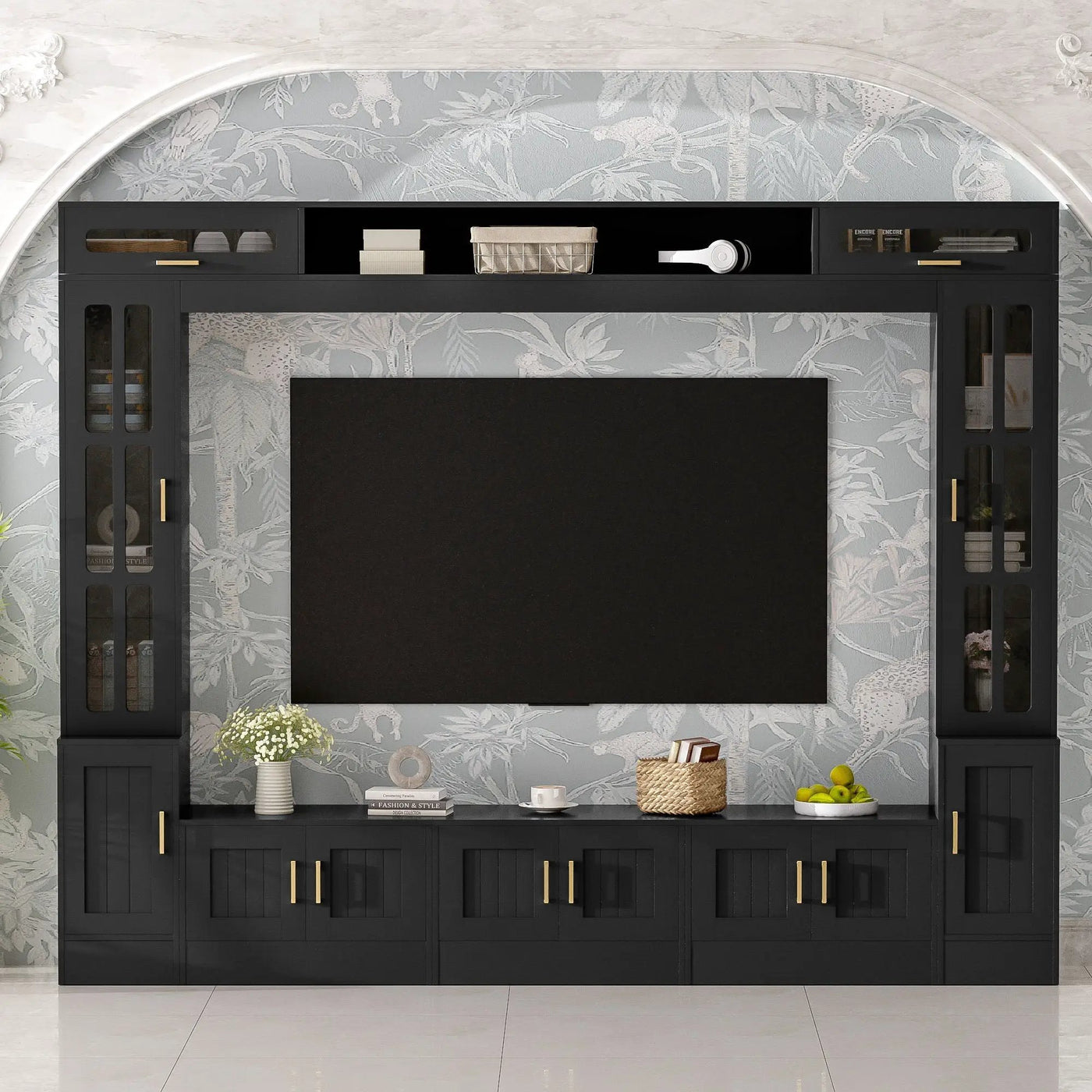 Wall Unit Entertainment Center With Bookshelves For TVs Up to 80" by HouseOfZazla