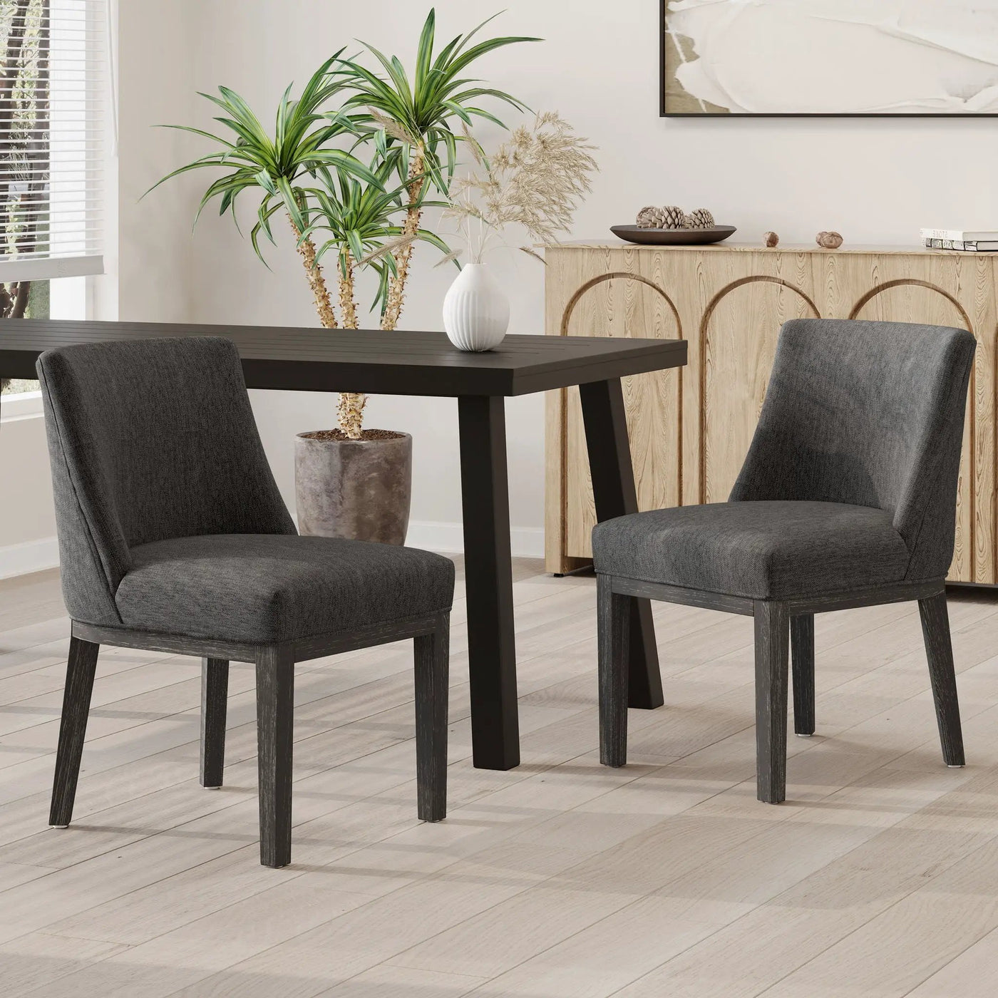 Modern Dining Chair With Durable Fabric Upholstery And Sturdy Wooden Frame (Set of 2) by HouseOfZazla