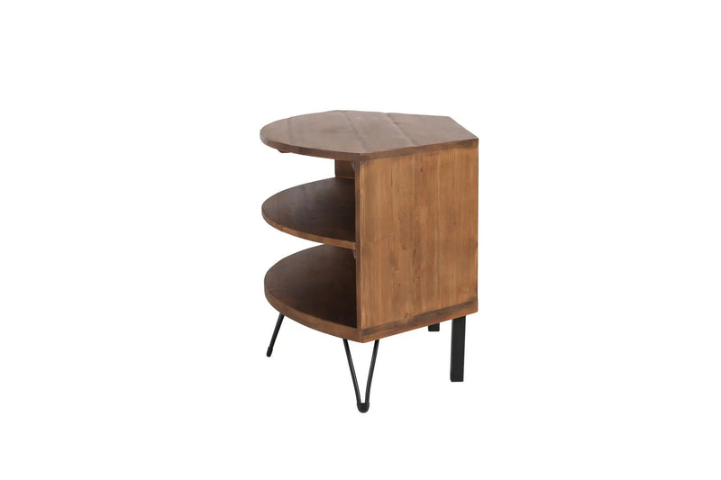 Fan Shape Reclaimed Wood Corner Media Table For Living Room Wise Use Your Space - Natural by HouseOfZazla