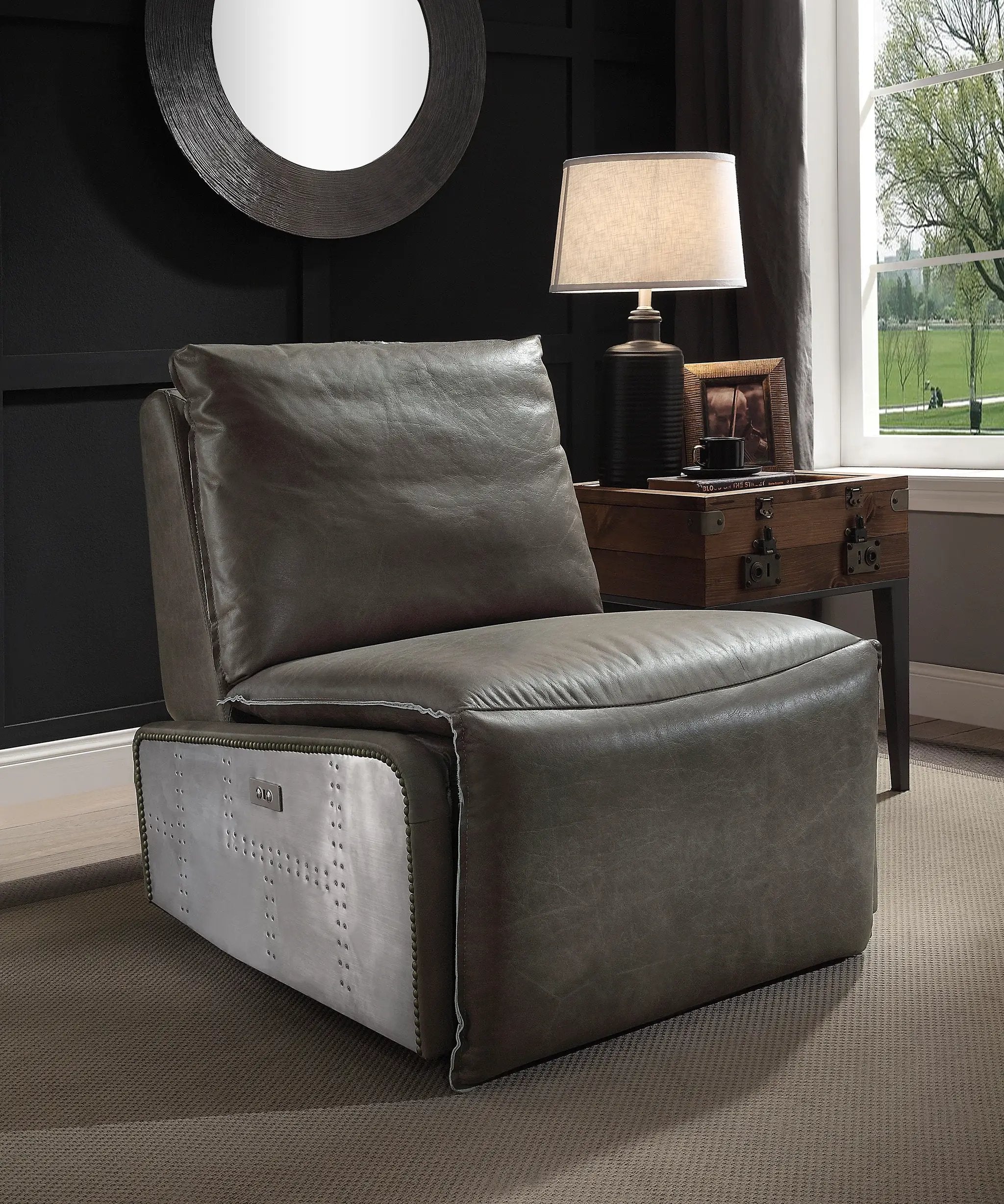 Metier - Power Motion Recliner - Gray / Aluminum by Unique Piece Furniture