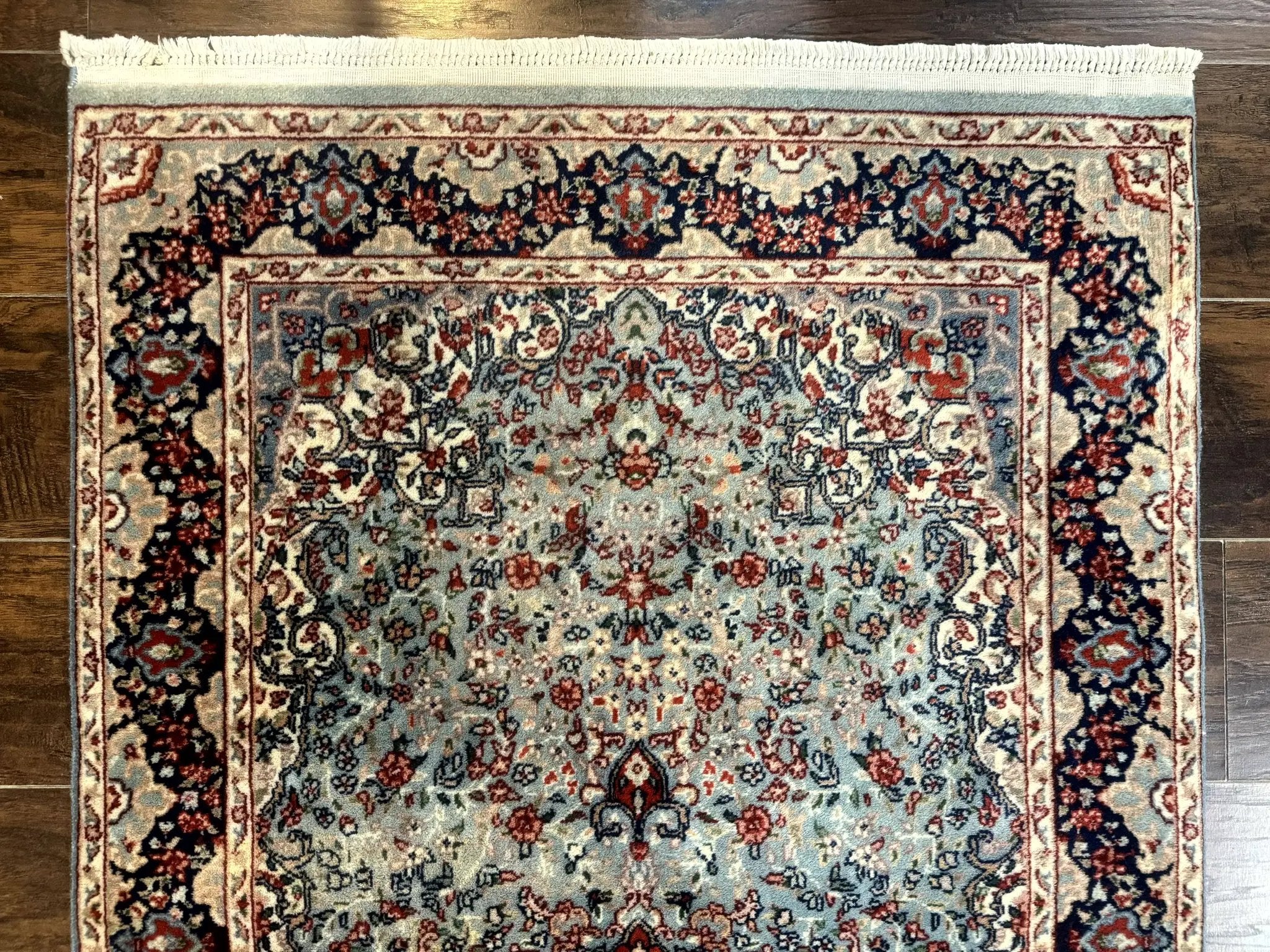 Indo Persian Kerman Rug 3x5, Light Blue, Floral Medallion by Jewel Rugs