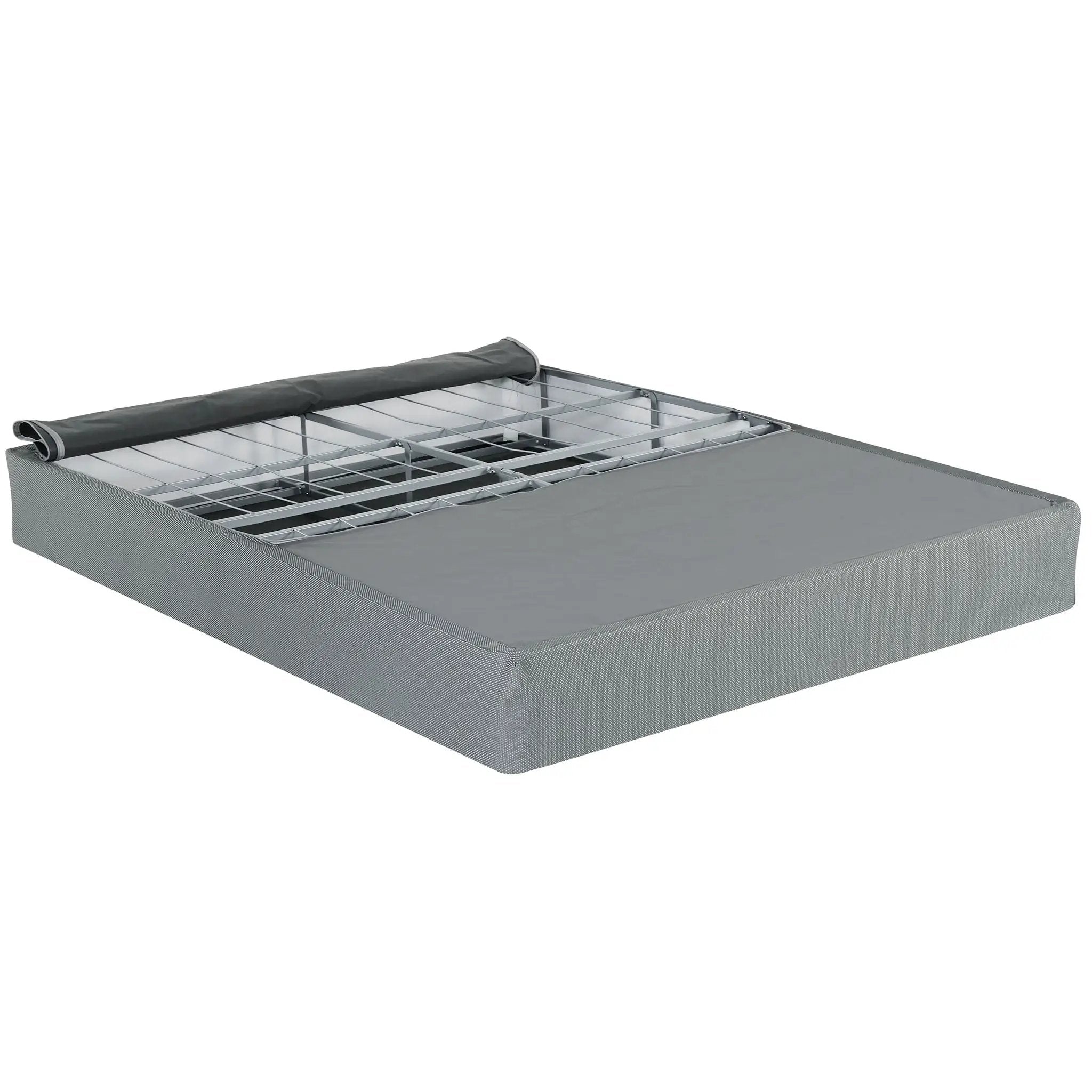 Foldable 9" Twin Size Metal Mattress Box Spring Foundation Bedroom Furniture Bed Base - Gray by Unique Piece Furniture