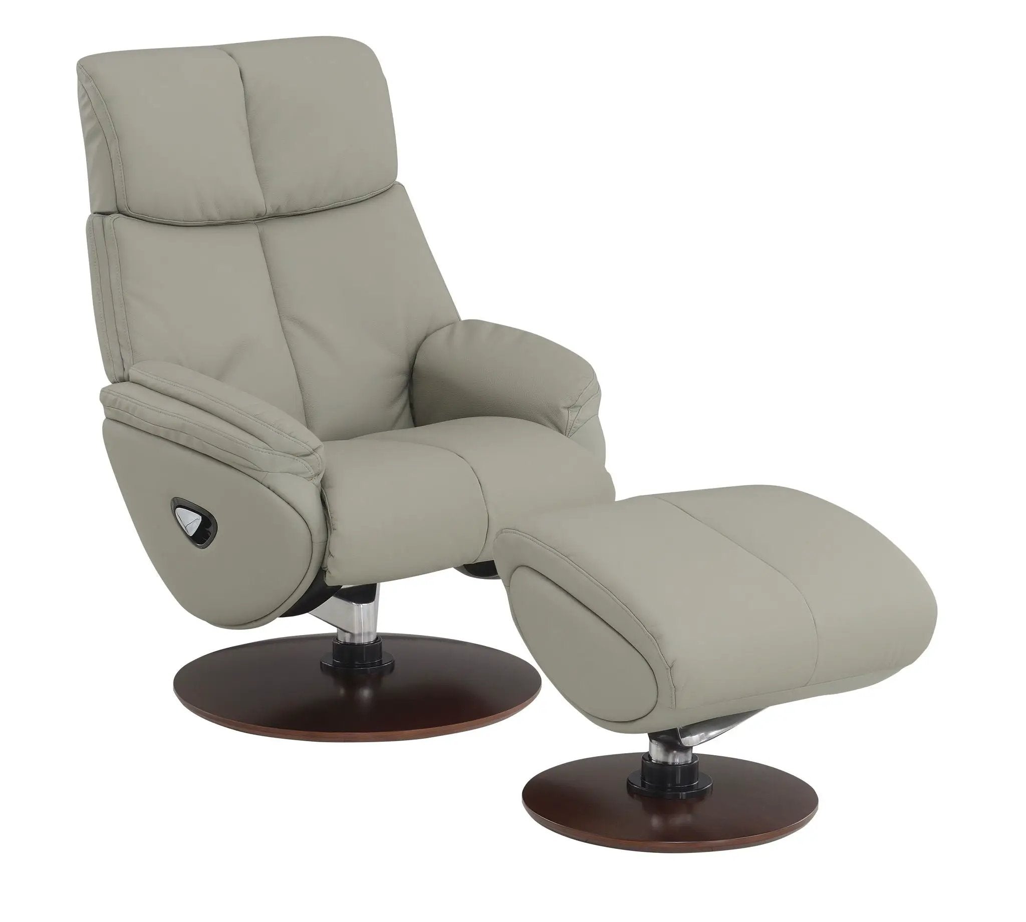 Kandoro - Top Grain Leather Accent Chair With Swivel & Ottoman - Gray by Unique Piece Furniture