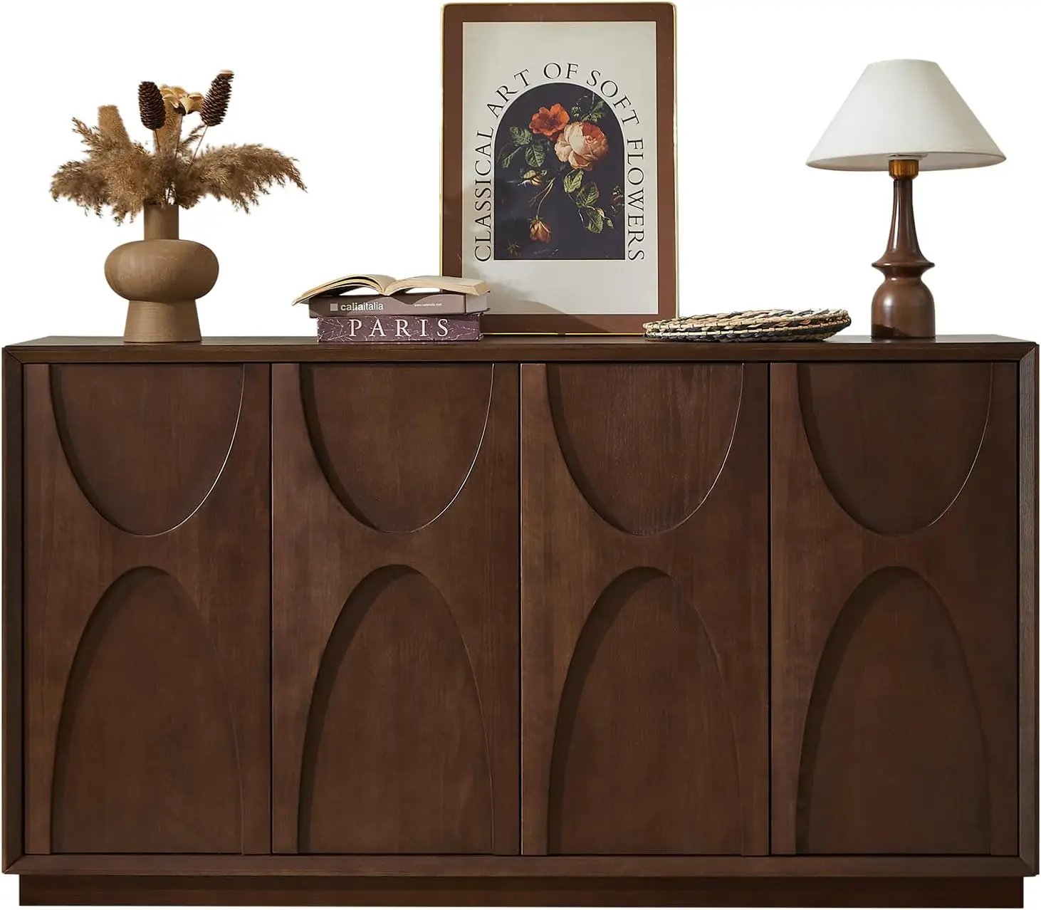 4 Door Accent Cabinet with Solid Wood Carved Doors by HouseOfZazla