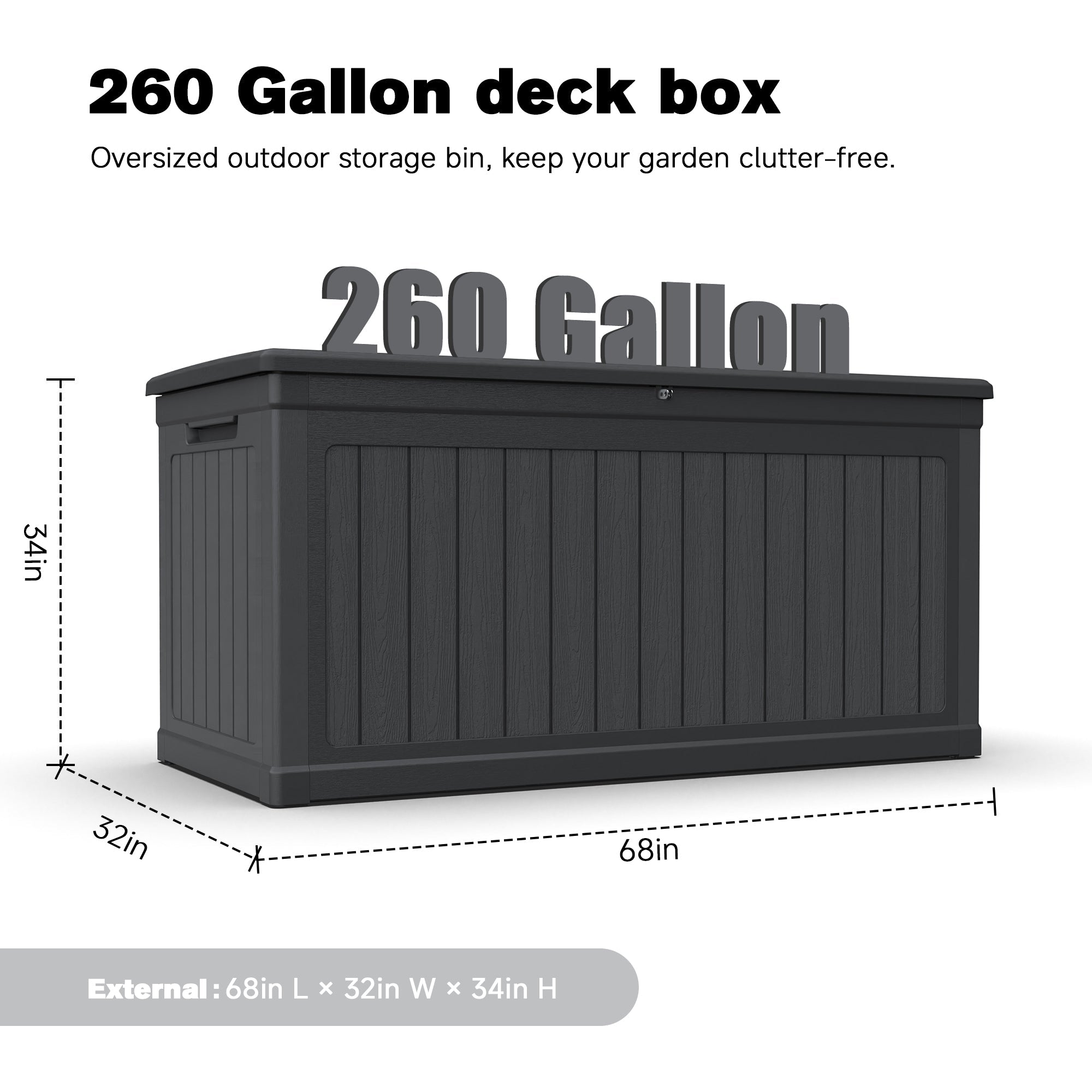 260 Gallon Large Outdoor Storage XXL Deck Box by HouseOfZazla