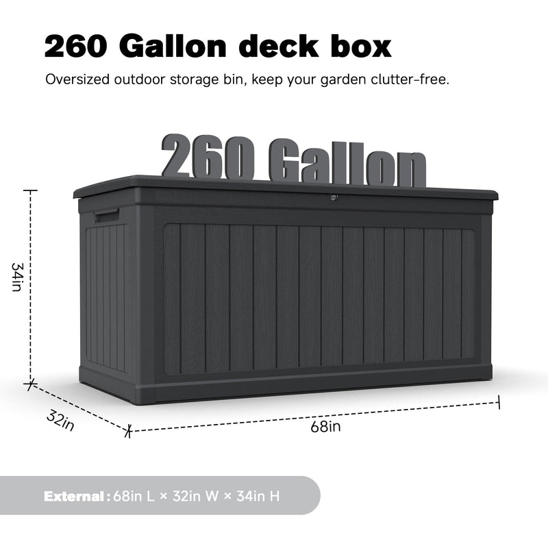 260 Gallon Large Outdoor Storage XXL Deck Box by HouseOfZazla
