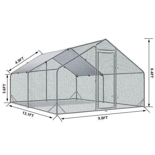 Large Metal Chicken Coop, Walk In Poultry Cage Hen Run House Rabbits Habitat Cage Spire Shaped Coop With Waterproof And Anti Ultraviolet Cover by HouseOfZazla