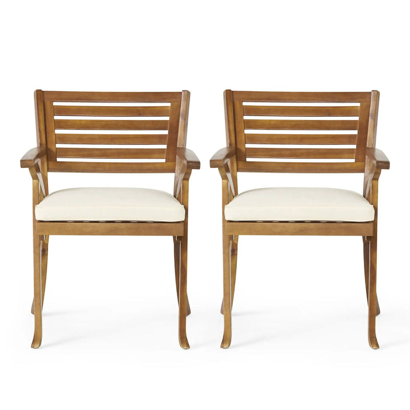 Dining Chair With Water-Resistant Cushion - Teak Wood by HouseOfZazla