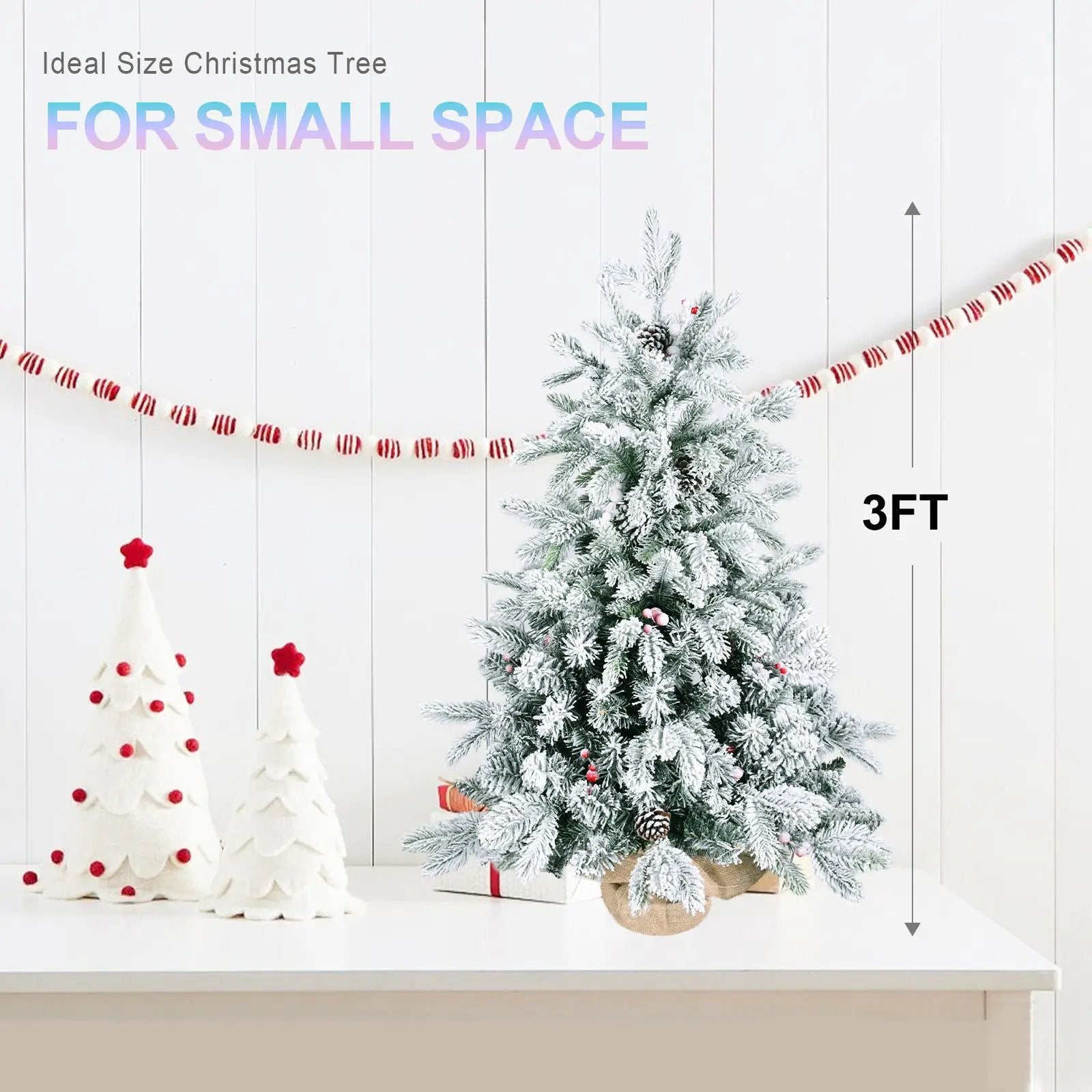 3FT Flocked Tabletop Christmas Tree with Pine Cones by HouseOfZazla