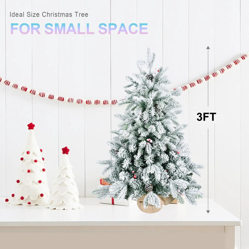 3FT Flocked Tabletop Christmas Tree with Pine Cones by HouseOfZazla
