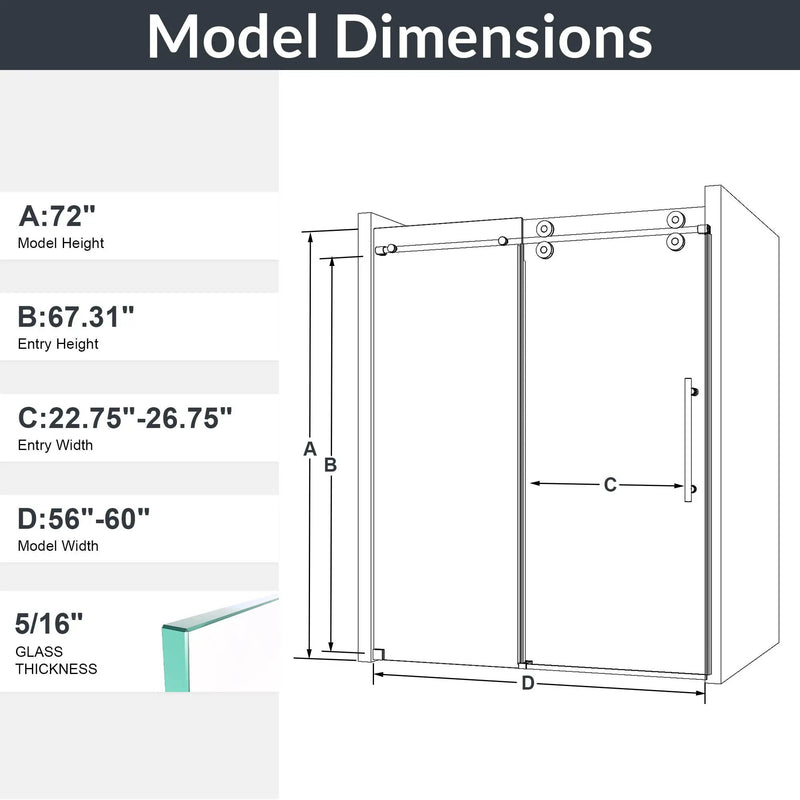 Frameless Single Sliding Shower Door With Clear Tempered Glass by HouseOfZazla