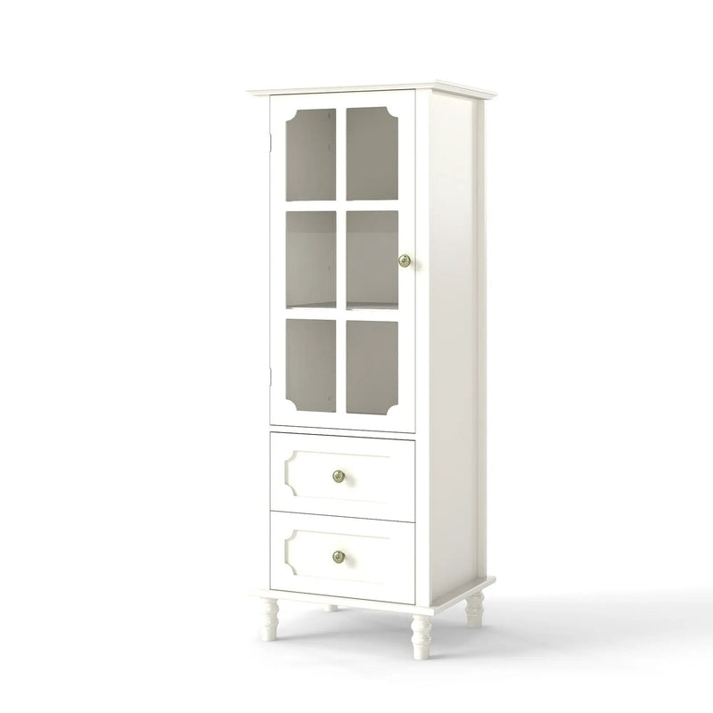 Minimalism Buffet Cabinet With Glass Doors And Double Drawer by HouseOfZazla