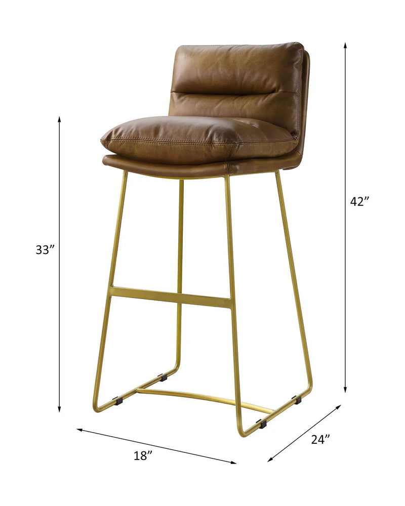 Alsey - Bar Chair - Saddle Brown Top Grain Leather by Unique Piece Furniture