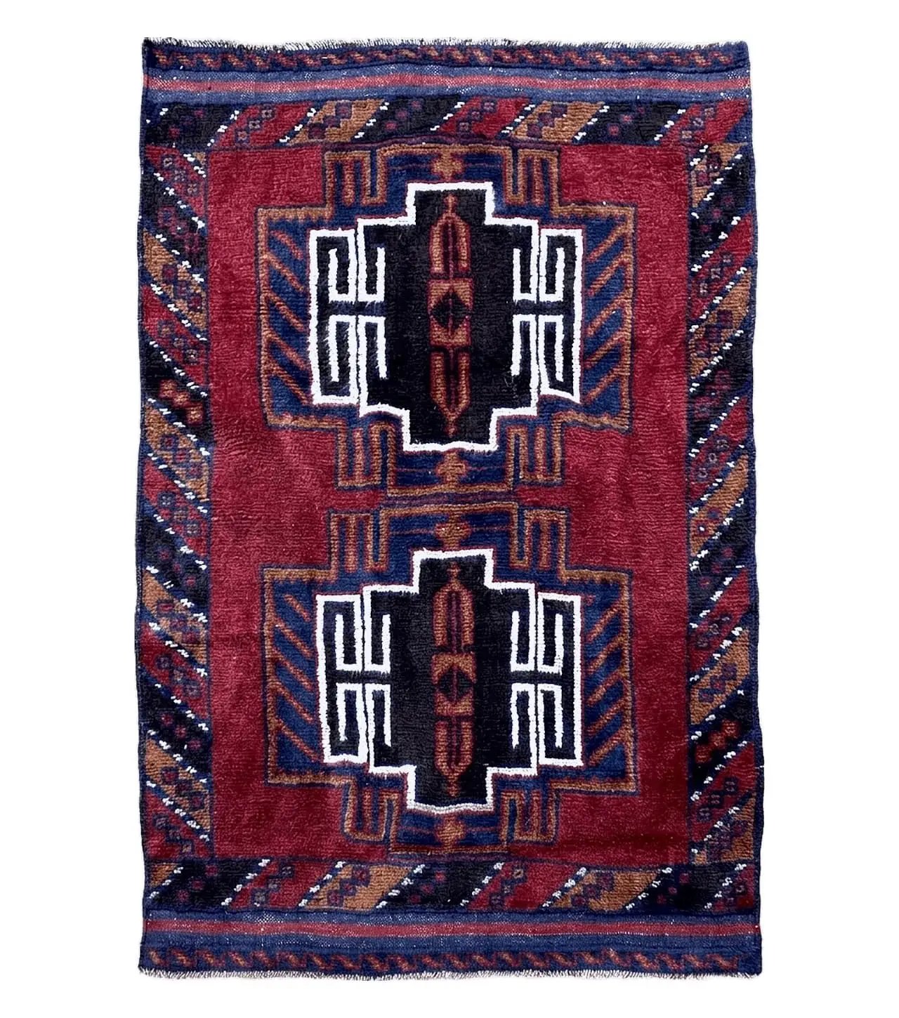 3 X 5 Vintage Handmade Tribal Wool Rug Balouchi Rug Afghan Rug Red Beige Nice by Jewel Rugs