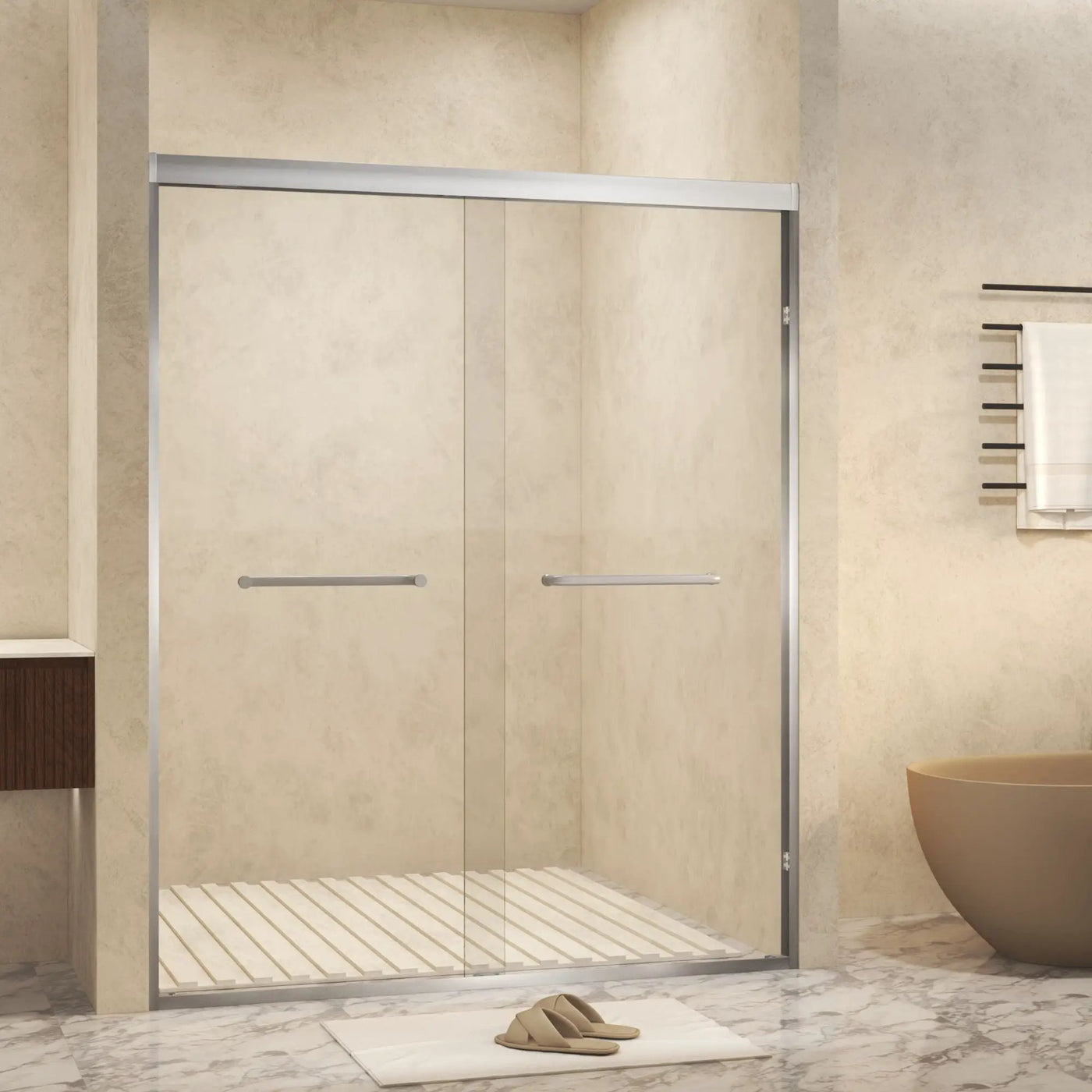 Double Sliding Shower Door With Explosion Proof Film by HouseOfZazla