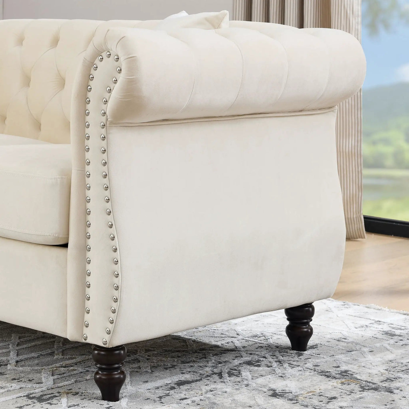 Chesterfield Sofa With Rolled Arms And Nailhead Trim by HouseOfZazla