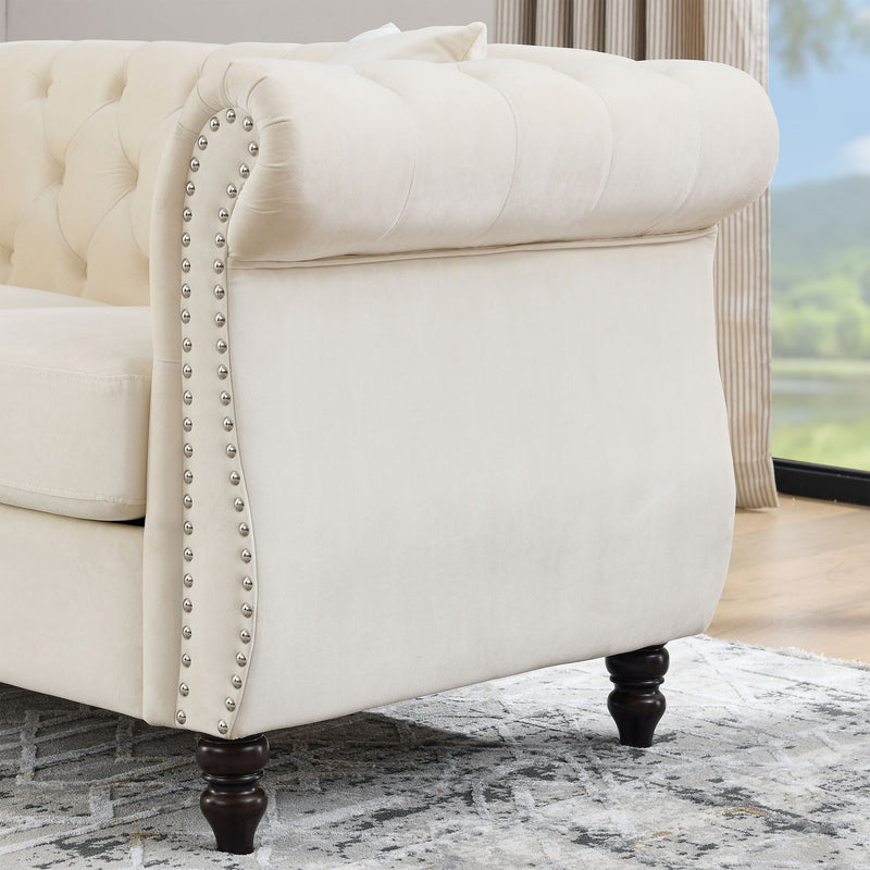 Chesterfield Sofa With Rolled Arms And Nailhead Trim by HouseOfZazla