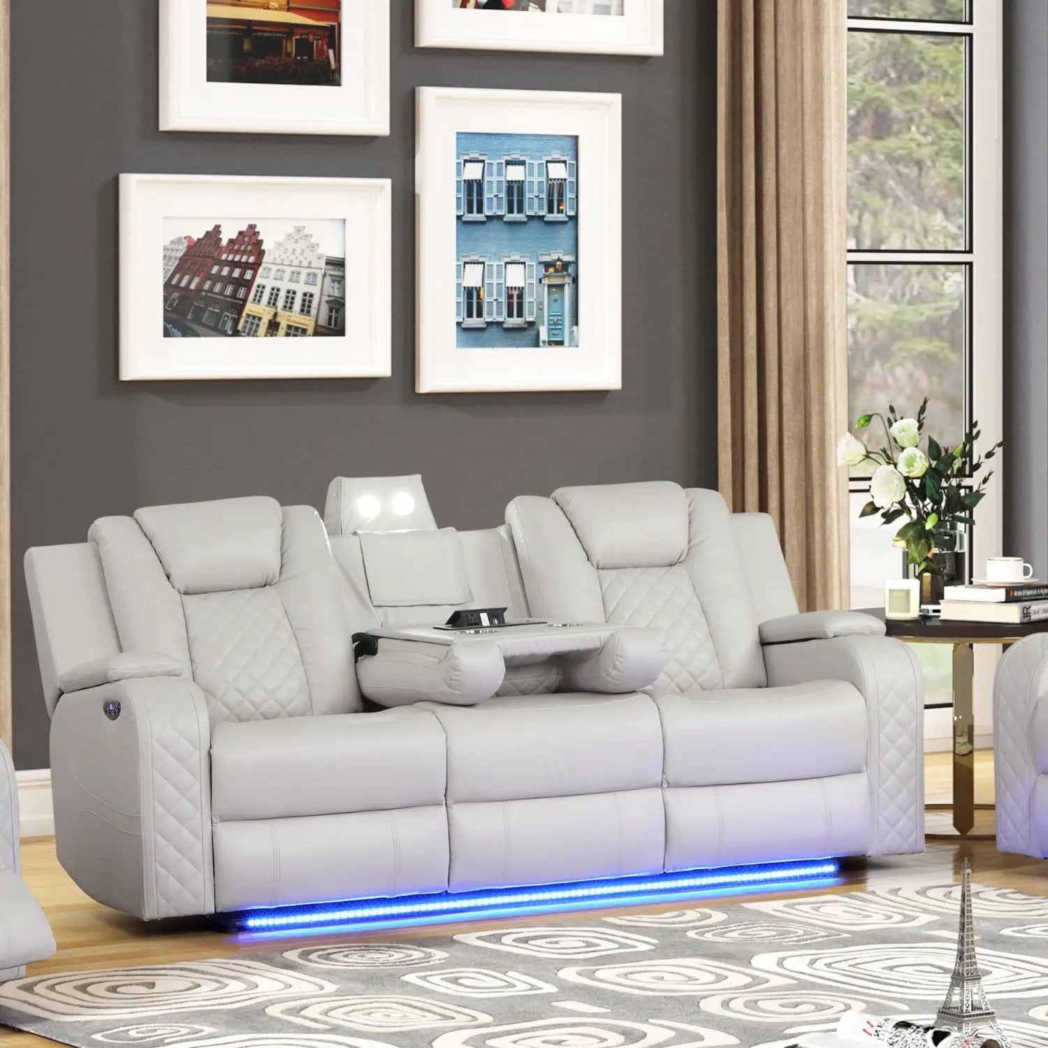 Benz - Power Recliner Set With LED Lighting And USB Charging by HouseOfZazla