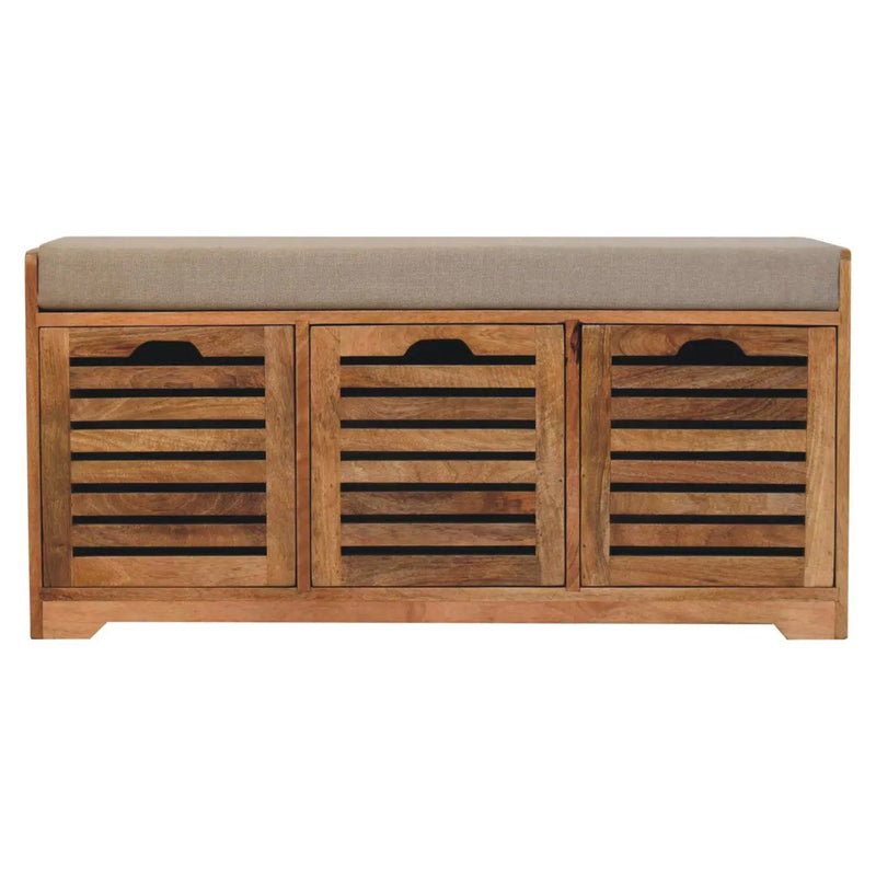 Shutter Shoe Bench, 3 Drawer - Oak by HouseOfZazla