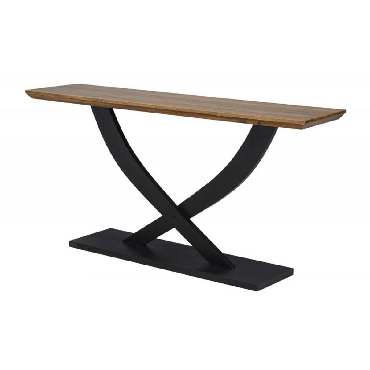 Entryway Console Table with Cross Legs Design - Natural / Espresso, photo 2 of 5