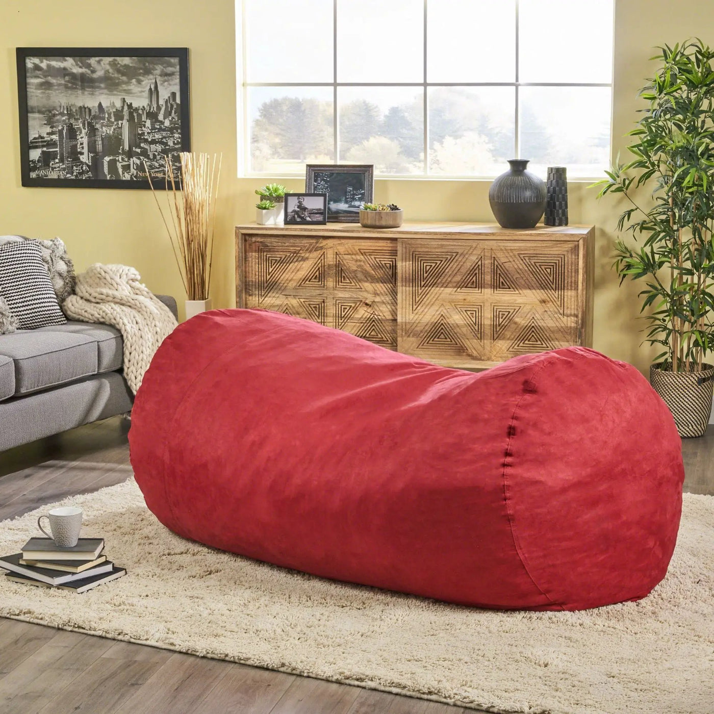 Jasper - Traditional Cylindrical Suede Bean Bag by HouseOfZazla