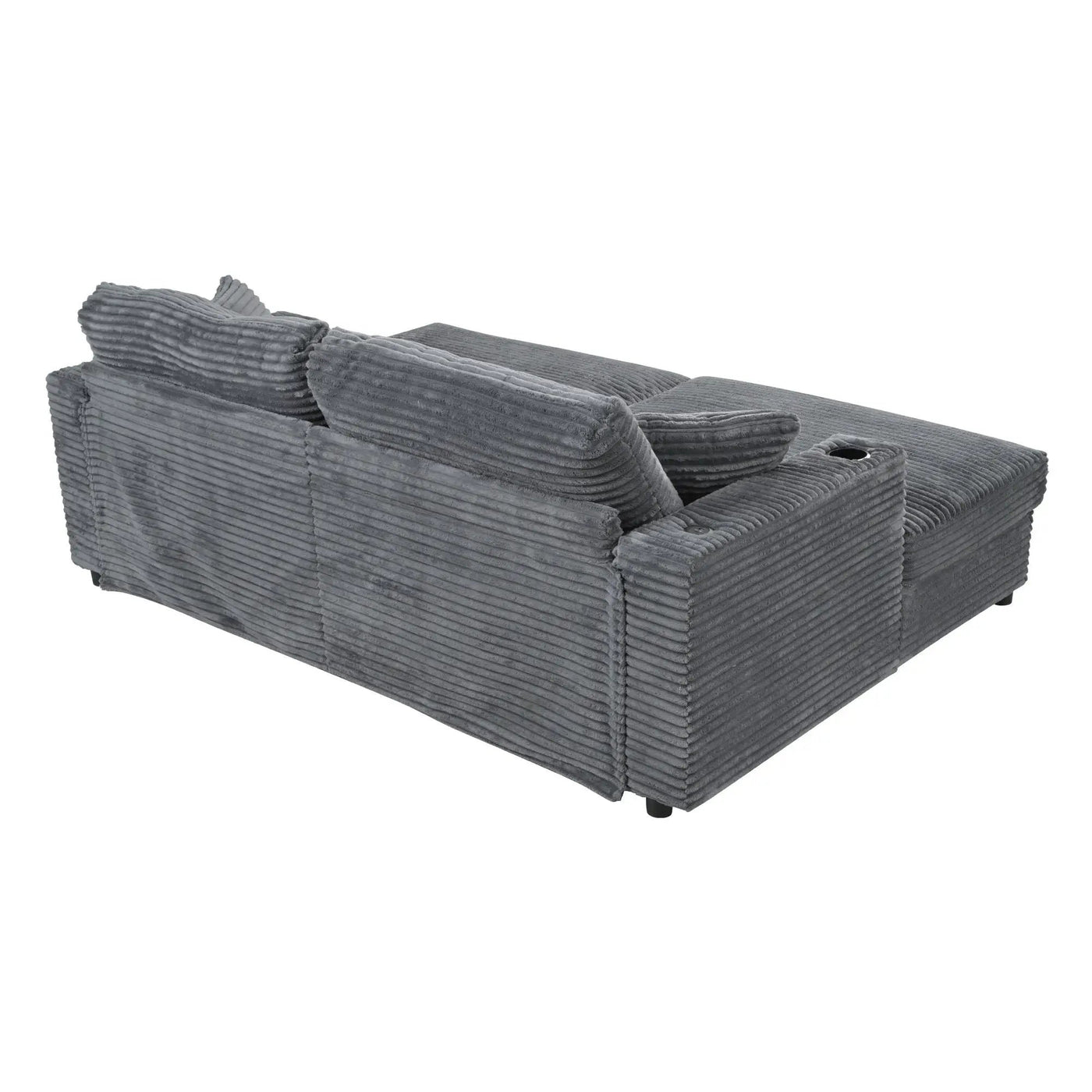 Oversized Loveseat Chaise With 2 USB Ports, 2 Cup Holders And 2 Throw Pillows by HouseOfZazla