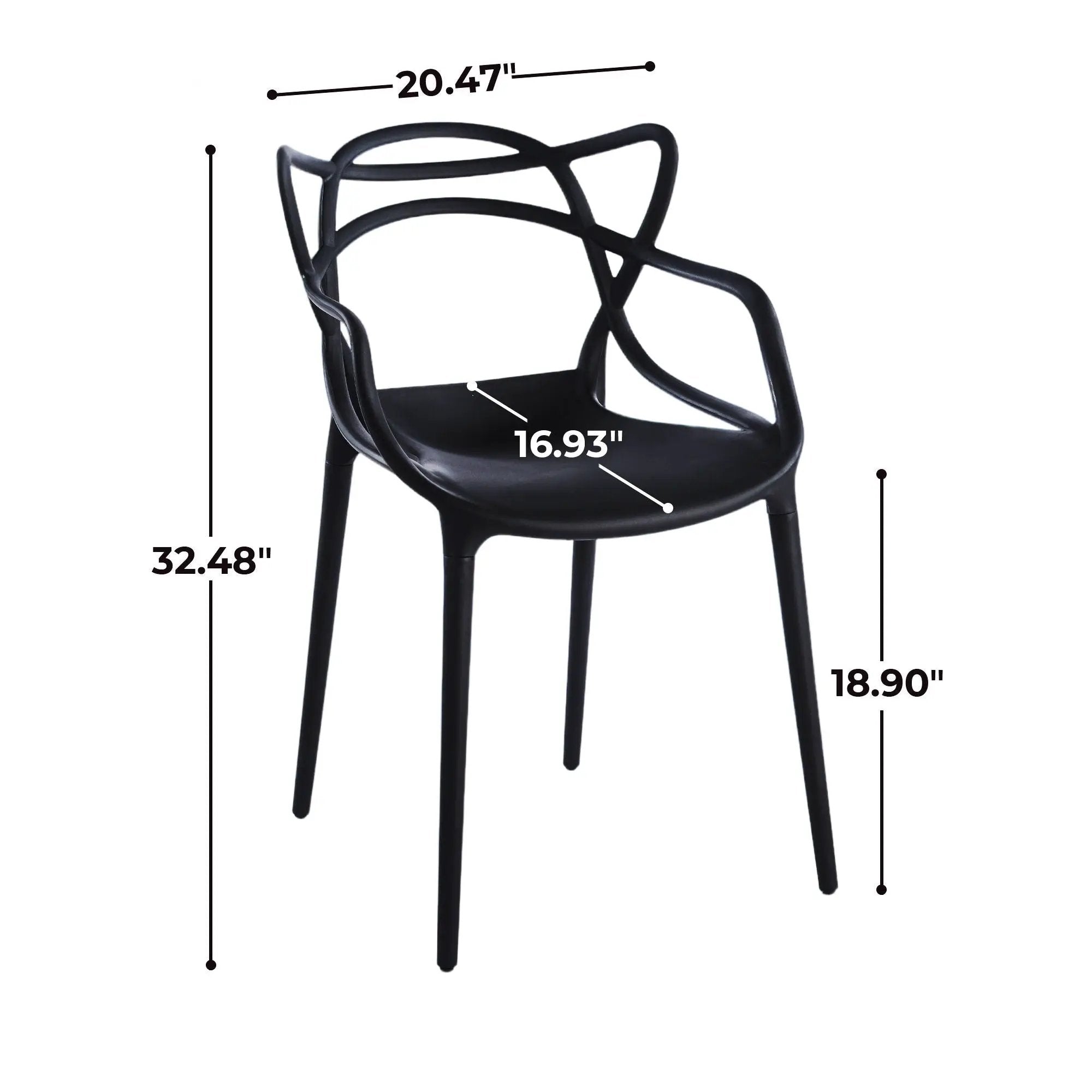 Dining Chair Set of 4 - Black Plastic by HouseOfZazla