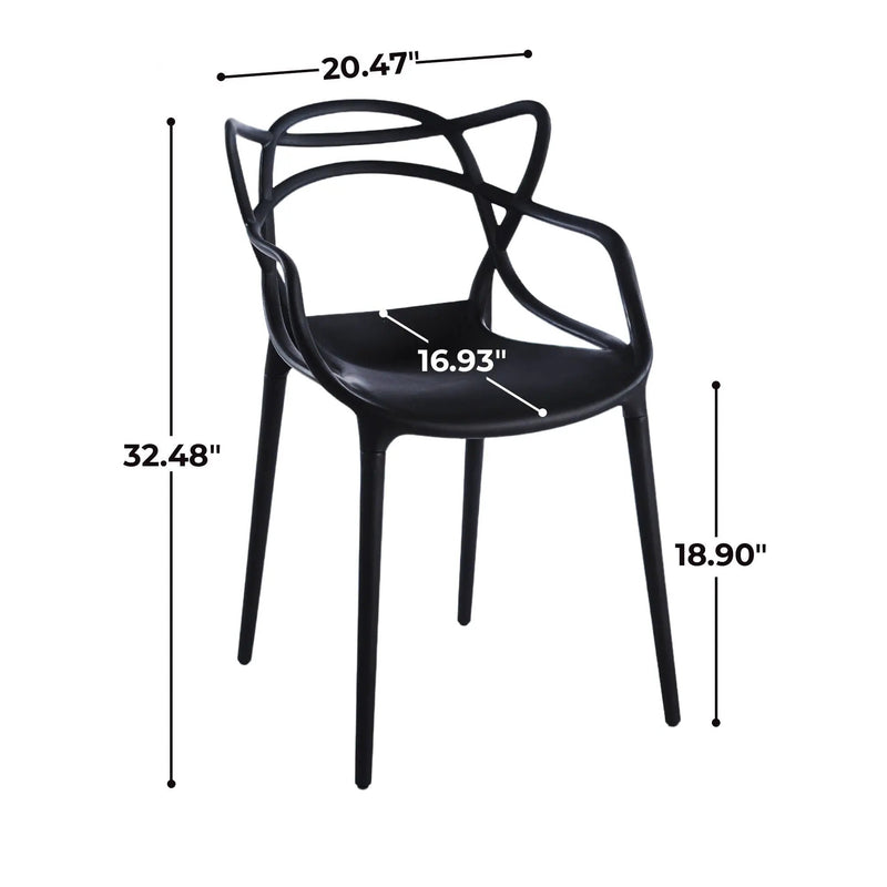 Dining Chair Set of 4 - Black Plastic by HouseOfZazla